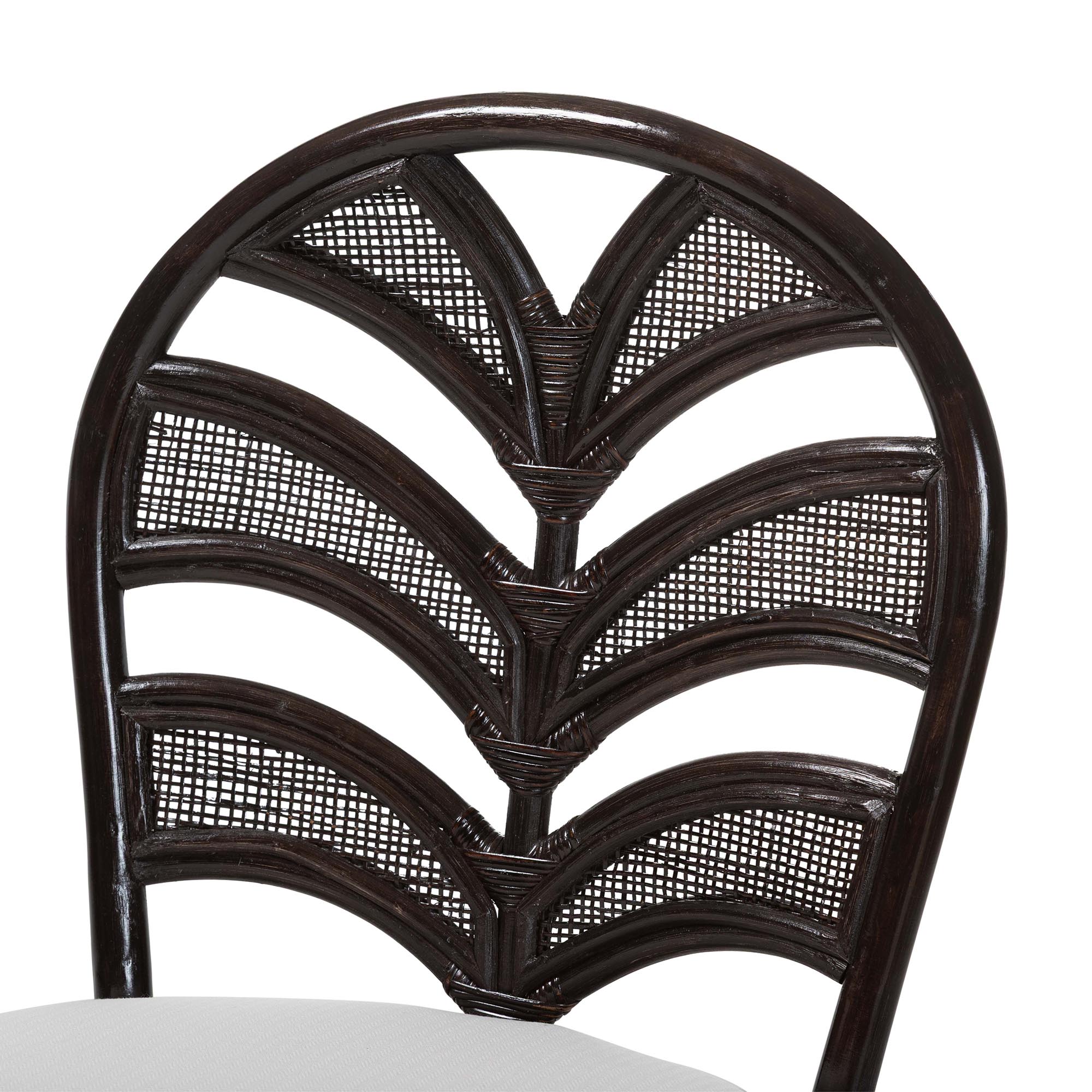bali & pari Niven Natural Rattan Dining Chair with Cushion - Handwoven Wicker Accent Chair with Banana Leaf Backrest Design for Kitchen or Dining Room