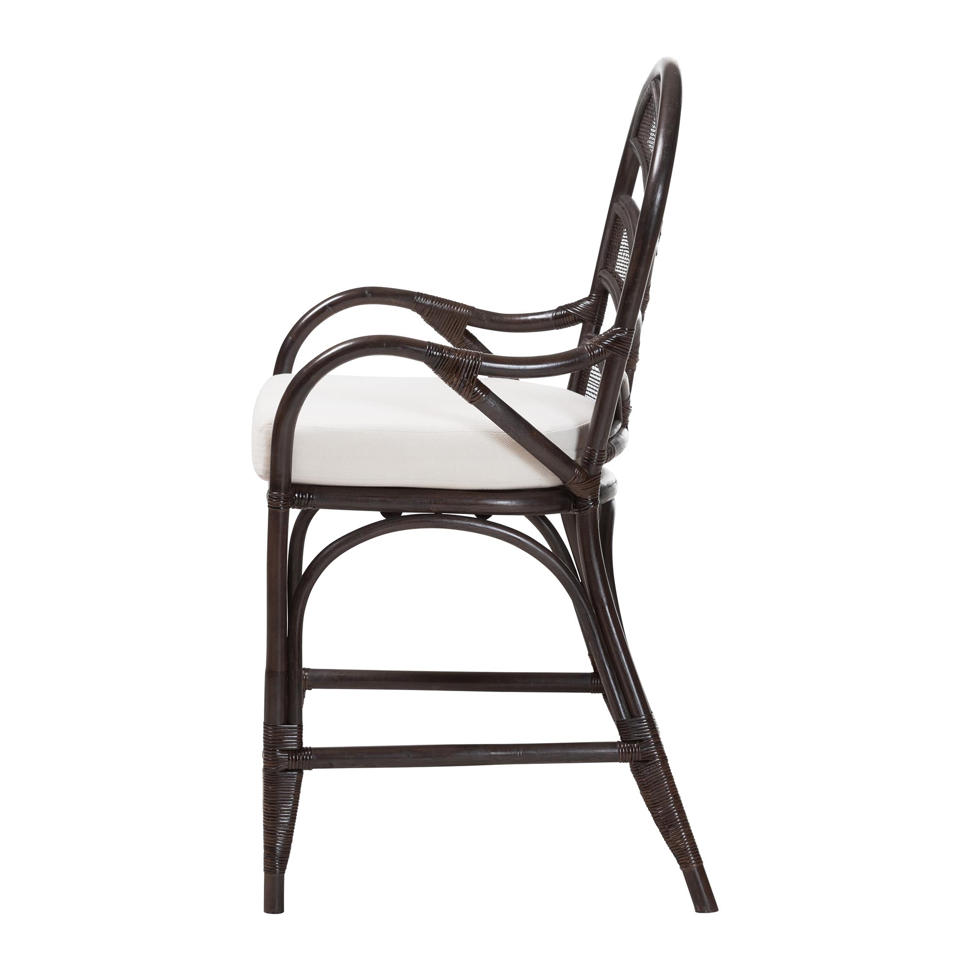 bali & pari Niven Natural Rattan Counter Stool with Cushion - Handwoven Wicker Accent Stool with Banana Leaf Backrest Design for Kitchen Island