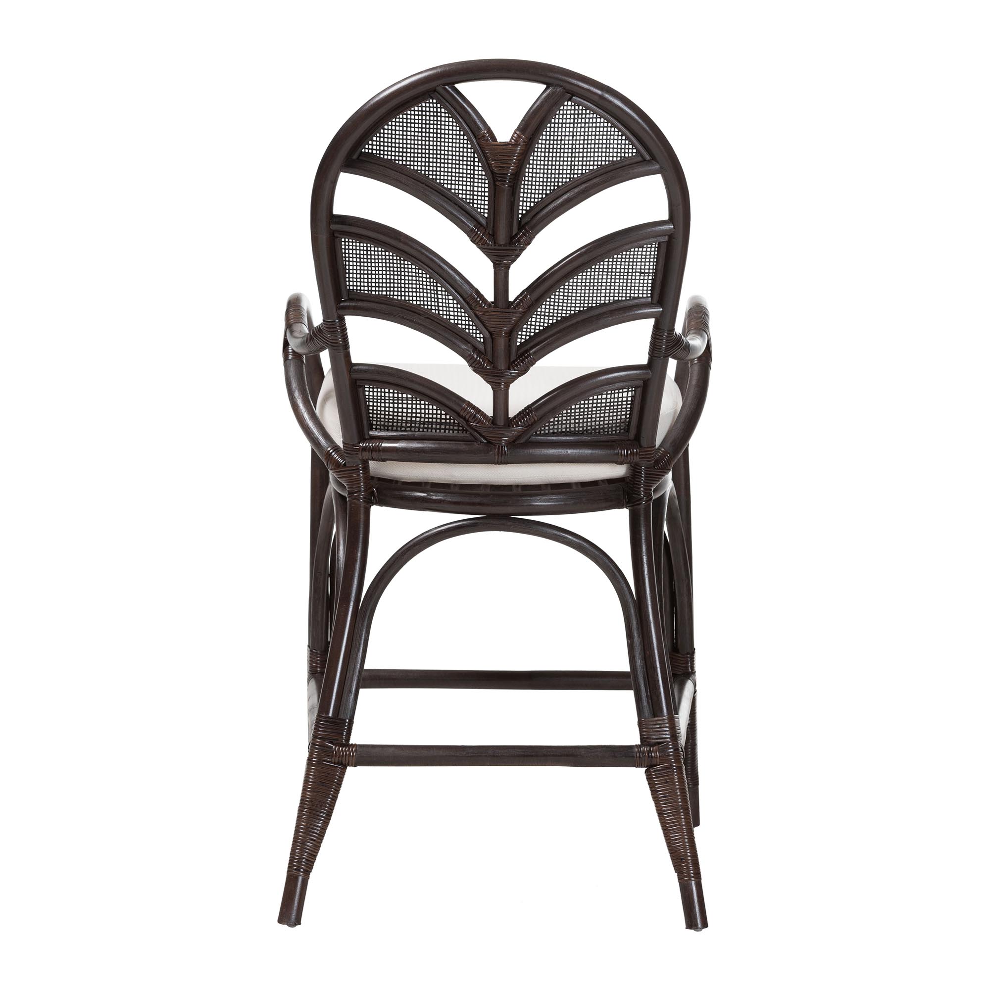 bali & pari Niven Natural Rattan Counter Stool with Cushion - Handwoven Wicker Accent Stool with Banana Leaf Backrest Design for Kitchen Island