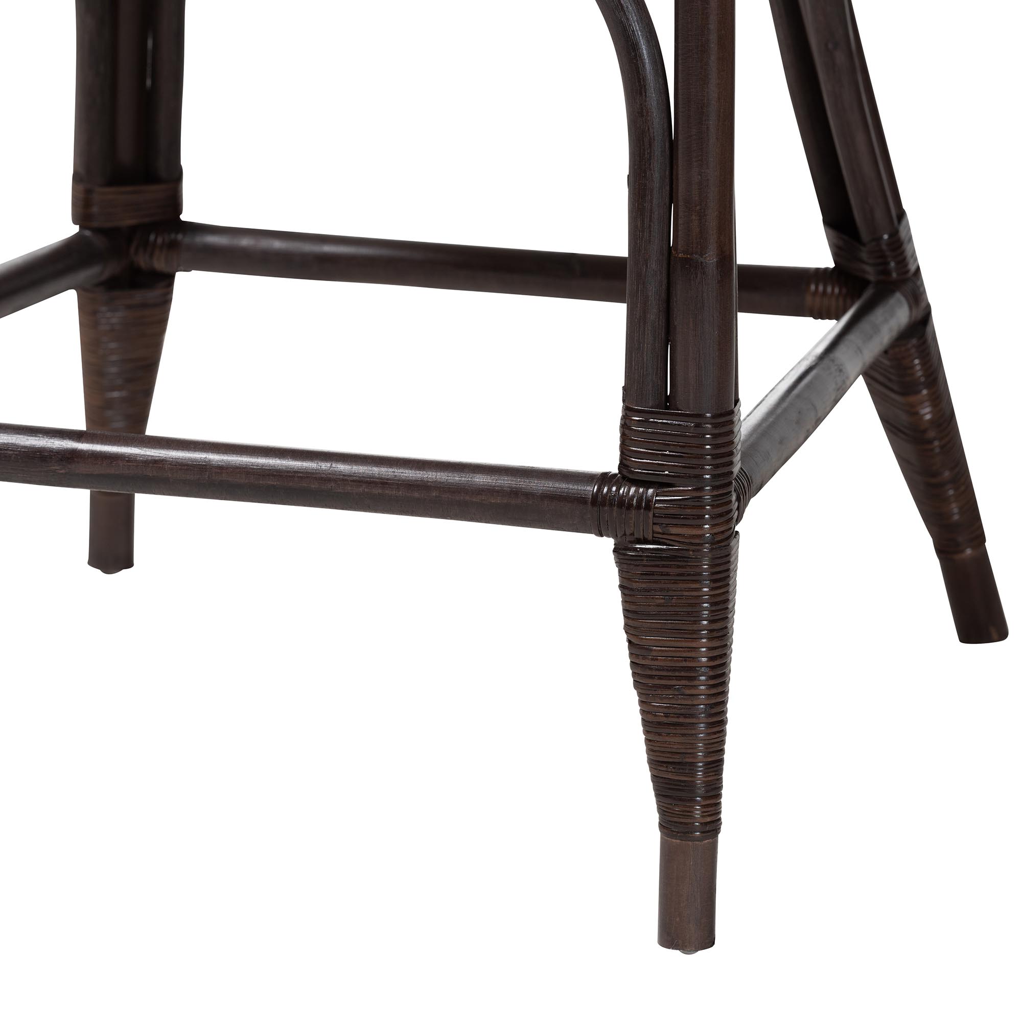 bali & pari Niven Natural Rattan Counter Stool with Cushion - Handwoven Wicker Accent Stool with Banana Leaf Backrest Design for Kitchen Island