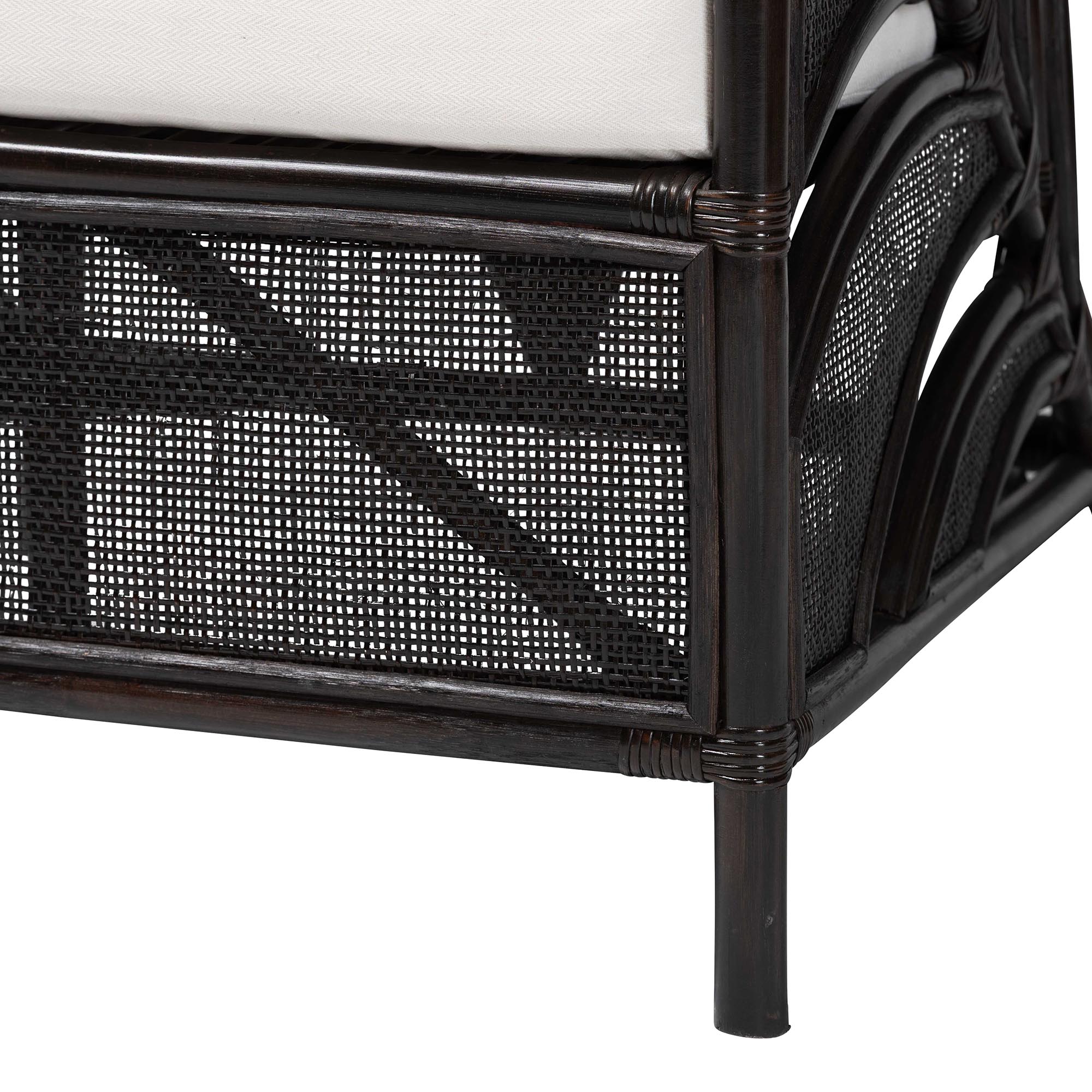 bali & pari Paden Natural Rattan Armchair - Handwoven Wicker Accent Chair with Banana Leaf Frame for Living Room or Sun Room