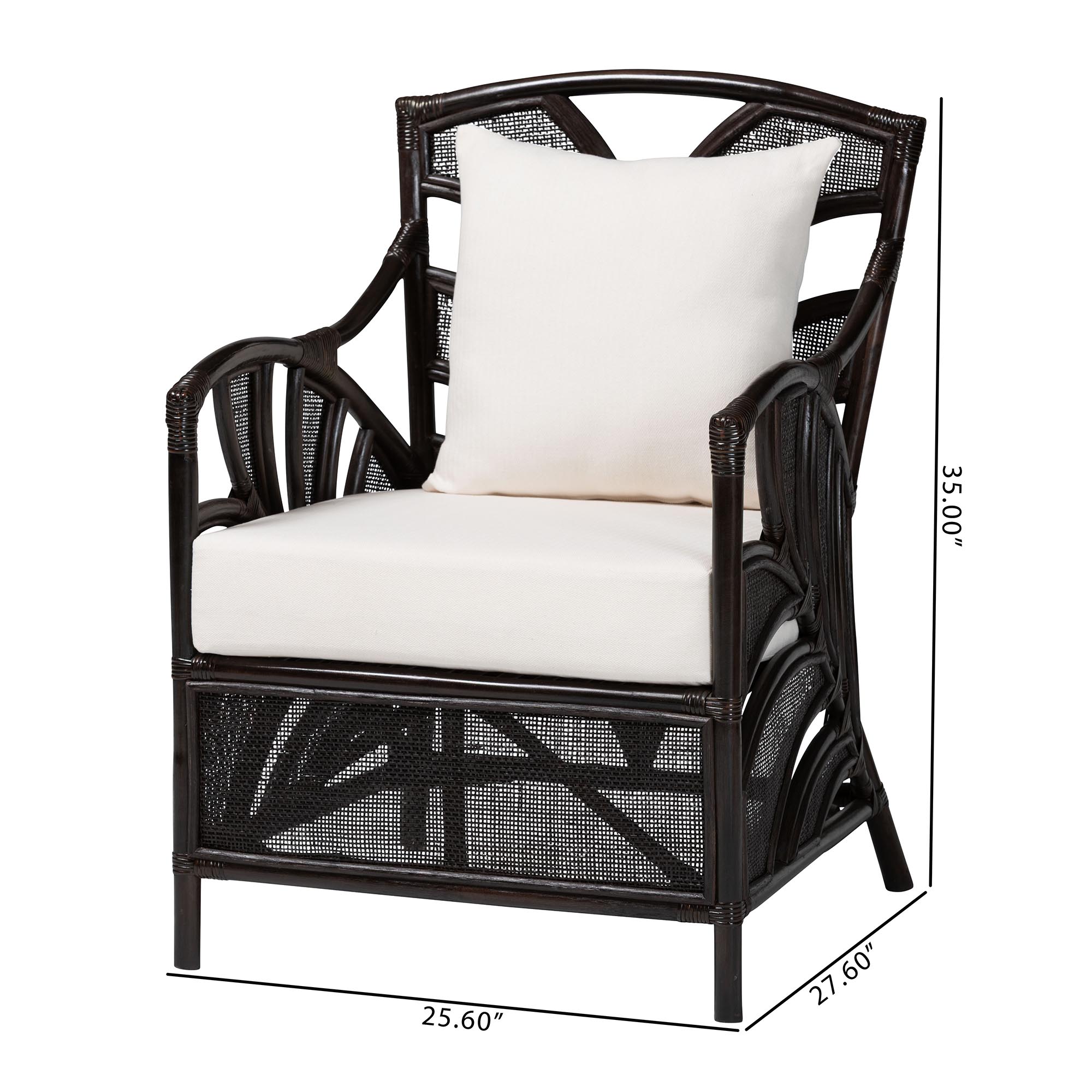 bali & pari Paden Natural Rattan Armchair - Handwoven Wicker Accent Chair with Banana Leaf Frame for Living Room or Sun Room