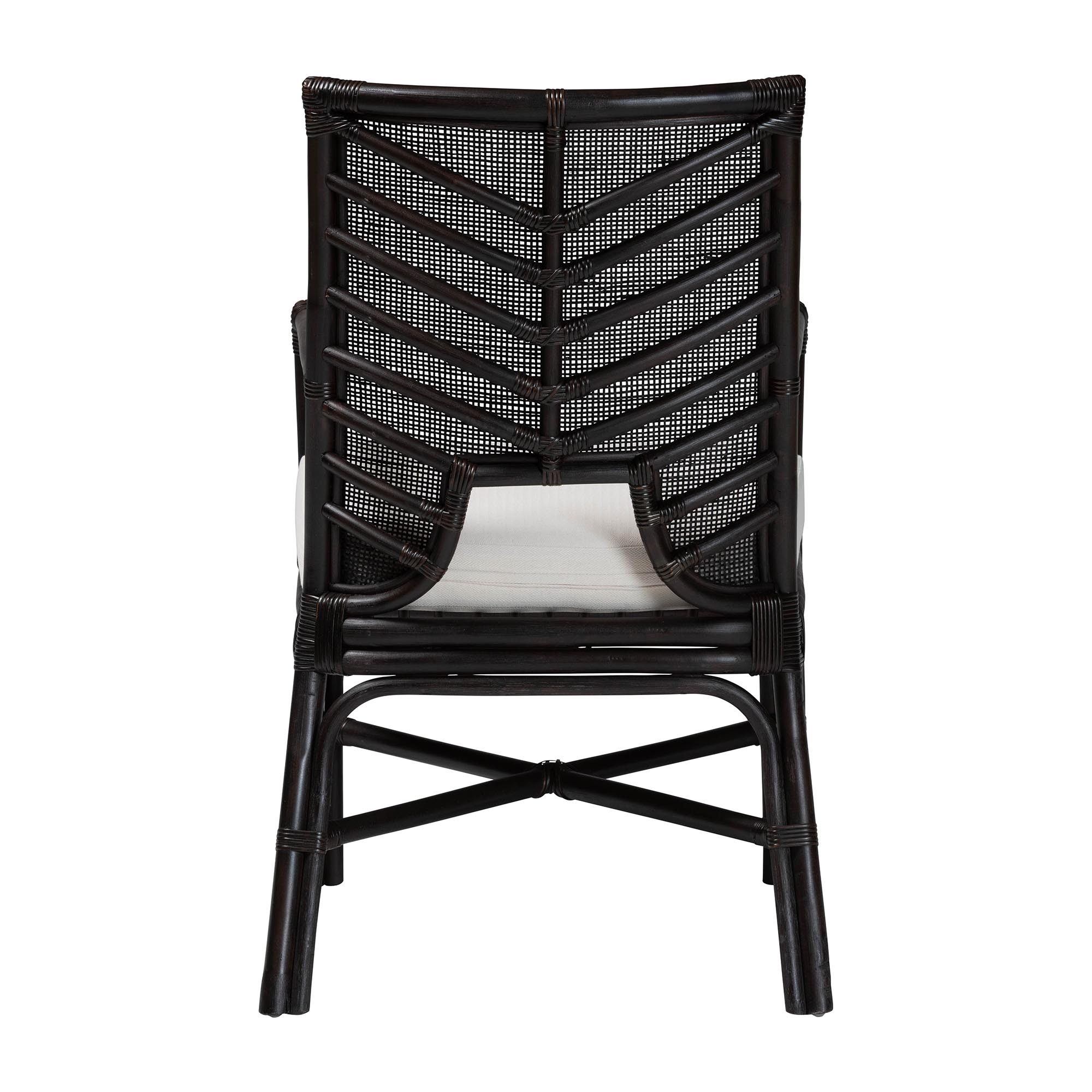 bali & pari Oscar Natural Rattan Dining Chair - Handwoven Wicker Accent Chair with Chevron Back and Armrests for Kitchen or Dining Room