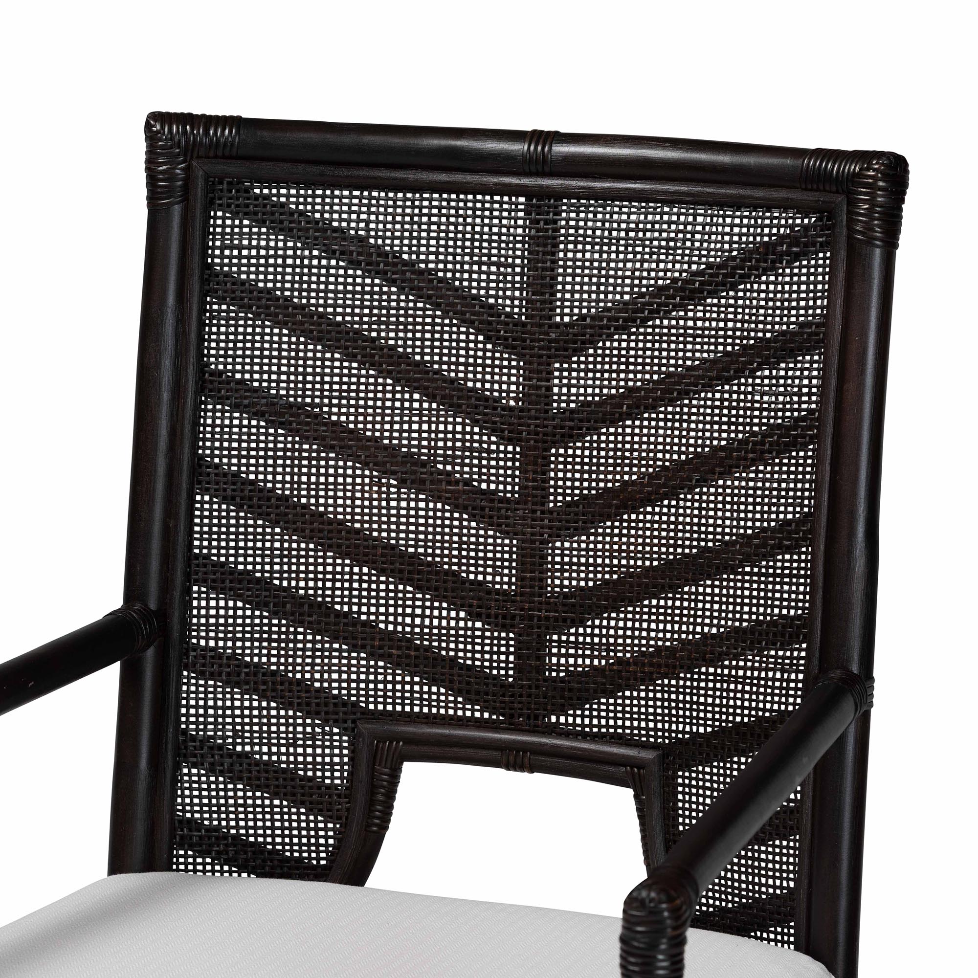 bali & pari Oscar Natural Rattan Dining Chair - Handwoven Wicker Accent Chair with Chevron Back and Armrests for Kitchen or Dining Room