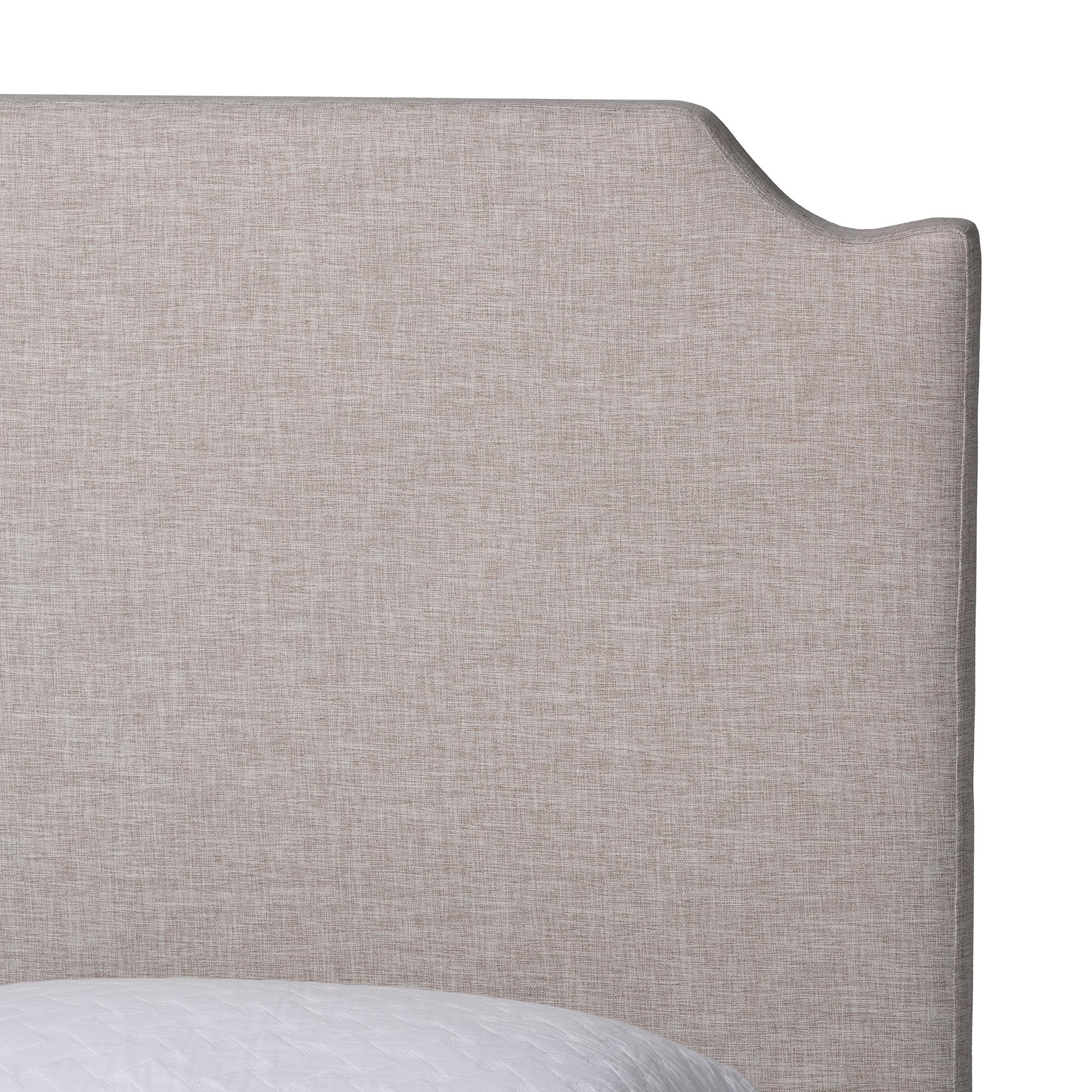 Baxton Studio Ronelyn Platform Bed with Pleated Skirt - Fabric Upholstered Bed Frame with Panel Headboard, King