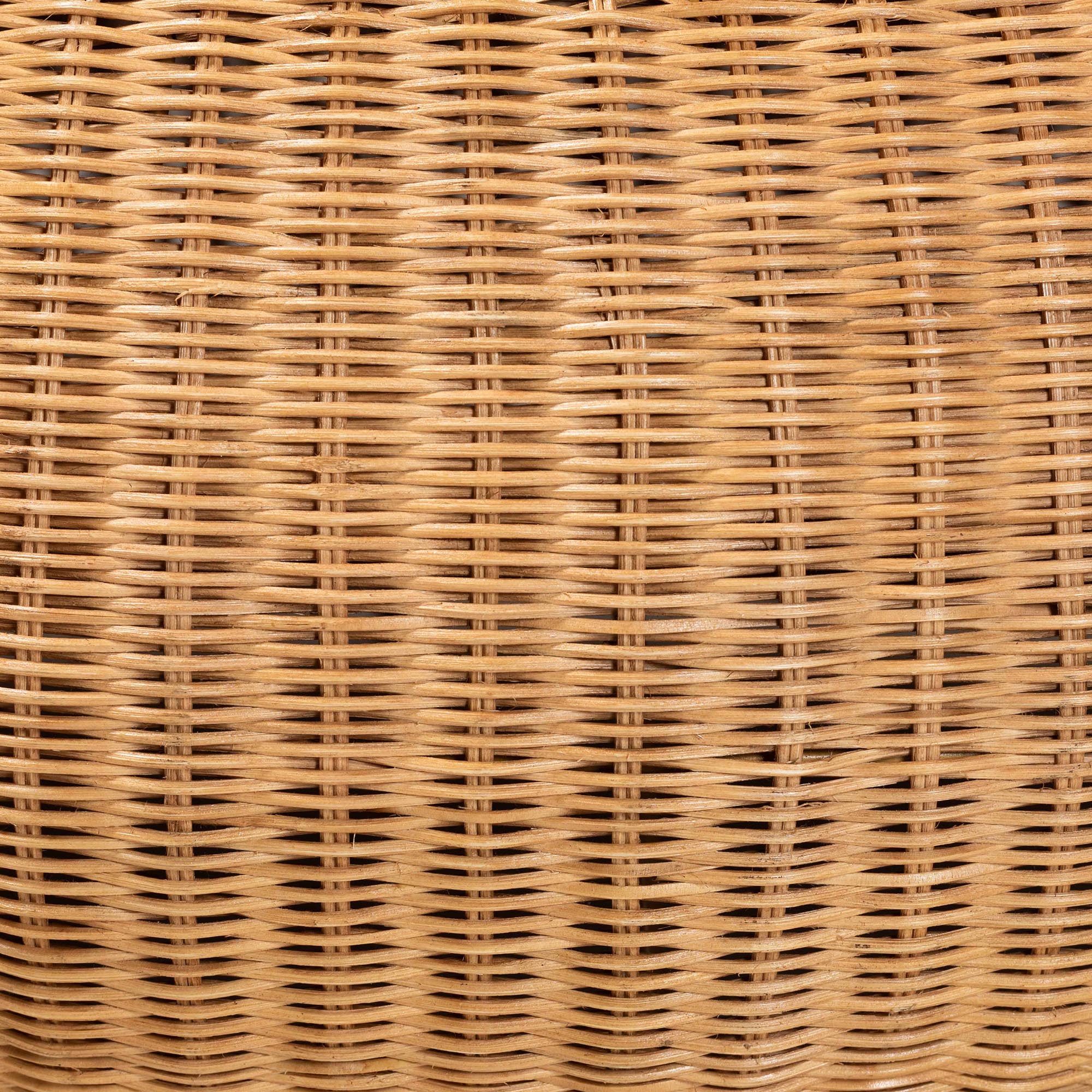 bali & pari Beatriz Natural Rattan Coffee Table : Handwoven Wicker Accent Table with Sculptural Drum Silhouette and Round Tabletop for Living Room or Sunroom