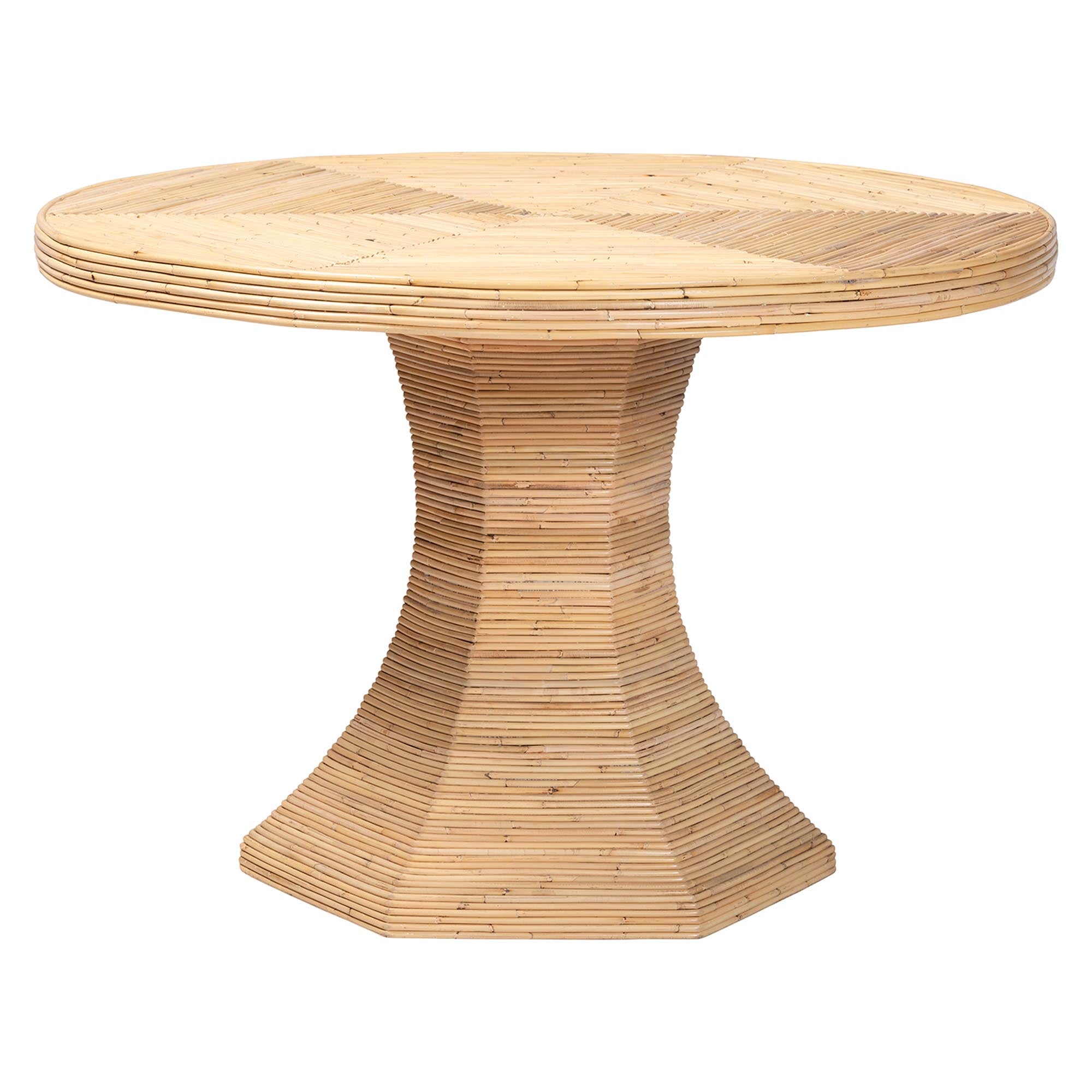bali & pari Benito Natural Rattan Dining Table - Handcrafted Wicker Table with Hourglass Pedestal Base for Kitchen, Dining Room, or Breakfast Nook