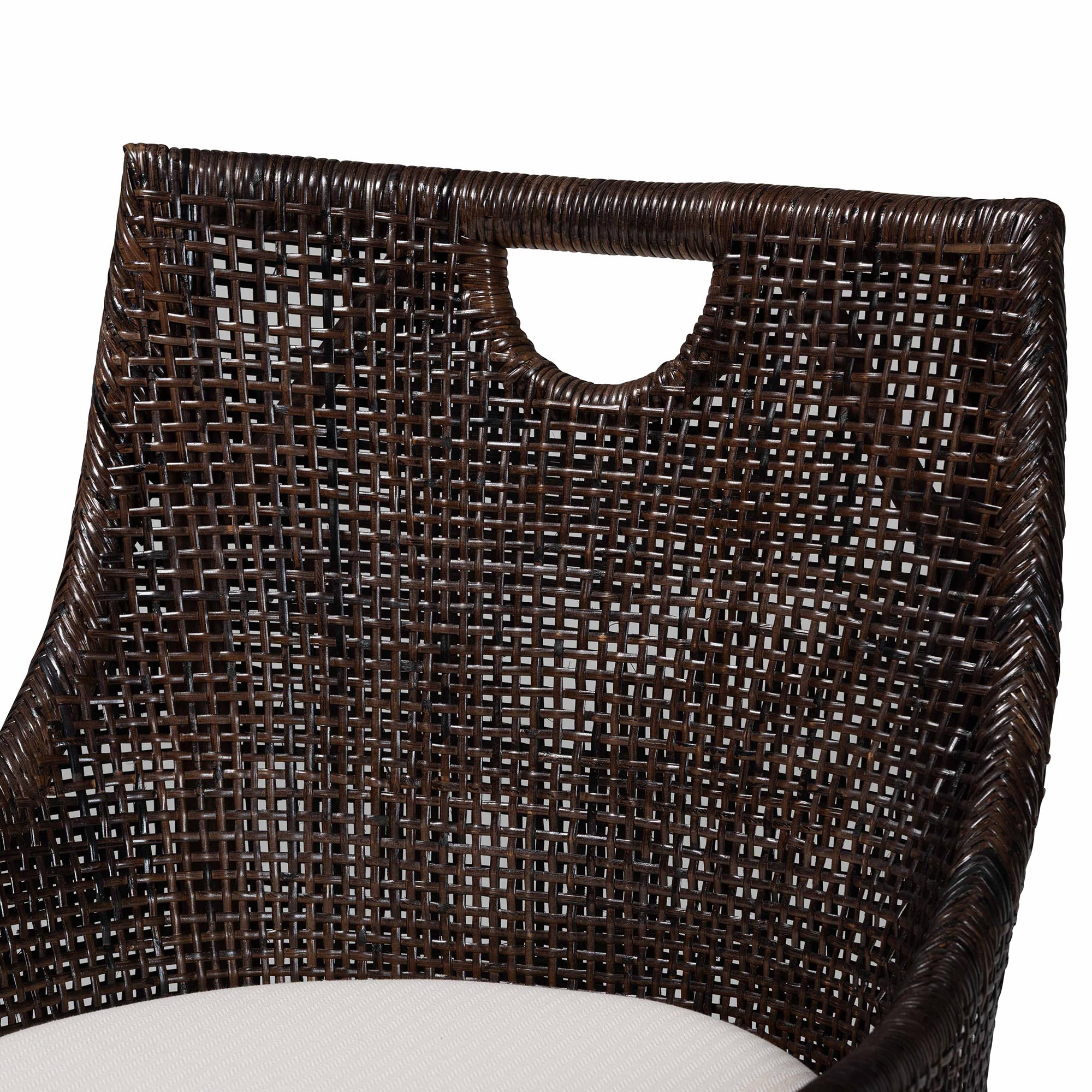 bali & pari Petra Natural Rattan Counter Stool - Handwoven Wicker Accent Stool with Wingback Profile and Cutout Handle, Espresso