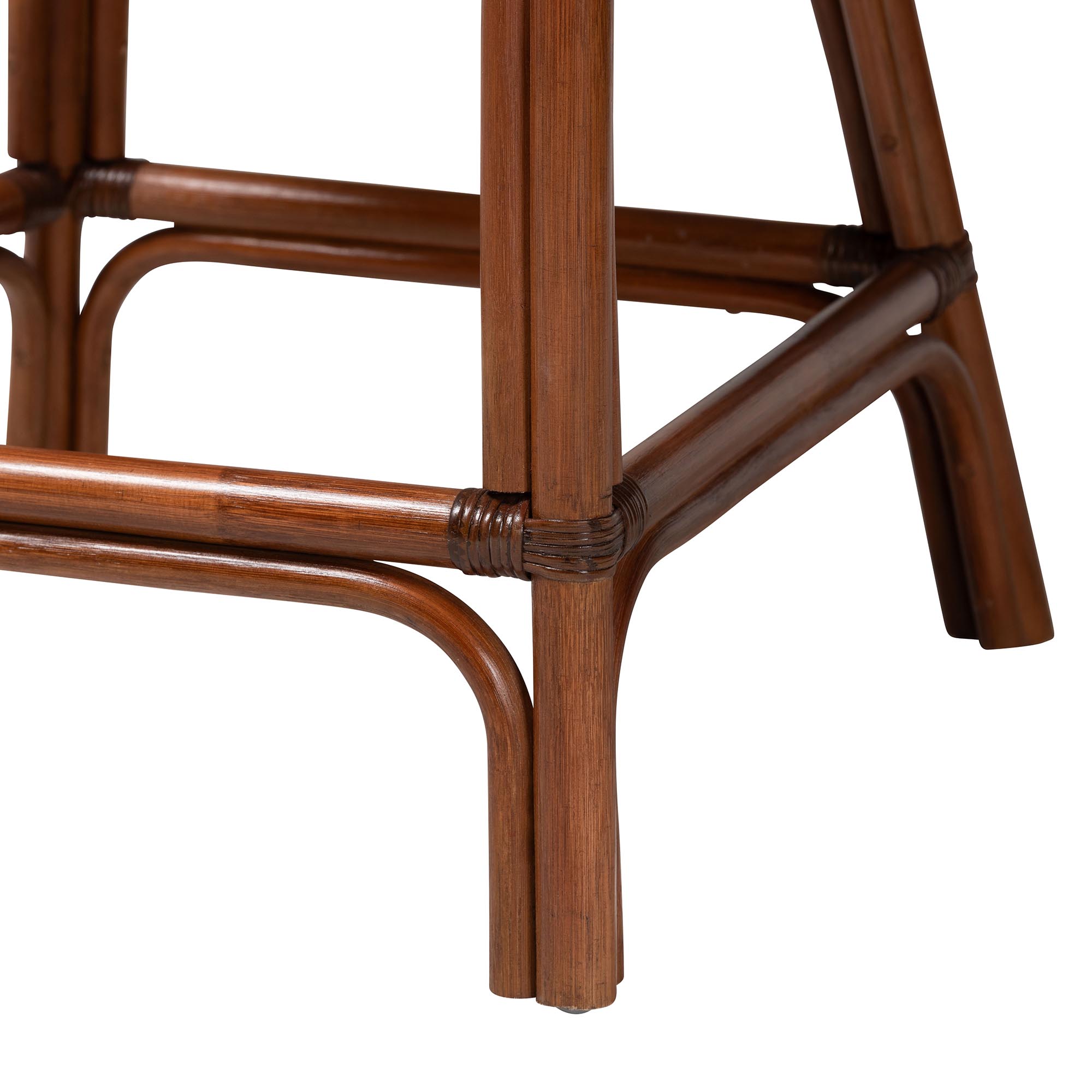 bali & pari Petra Natural Rattan Counter Stool - Handwoven Wicker Accent Stool with Wingback Profile and Cutout Handle, Espresso