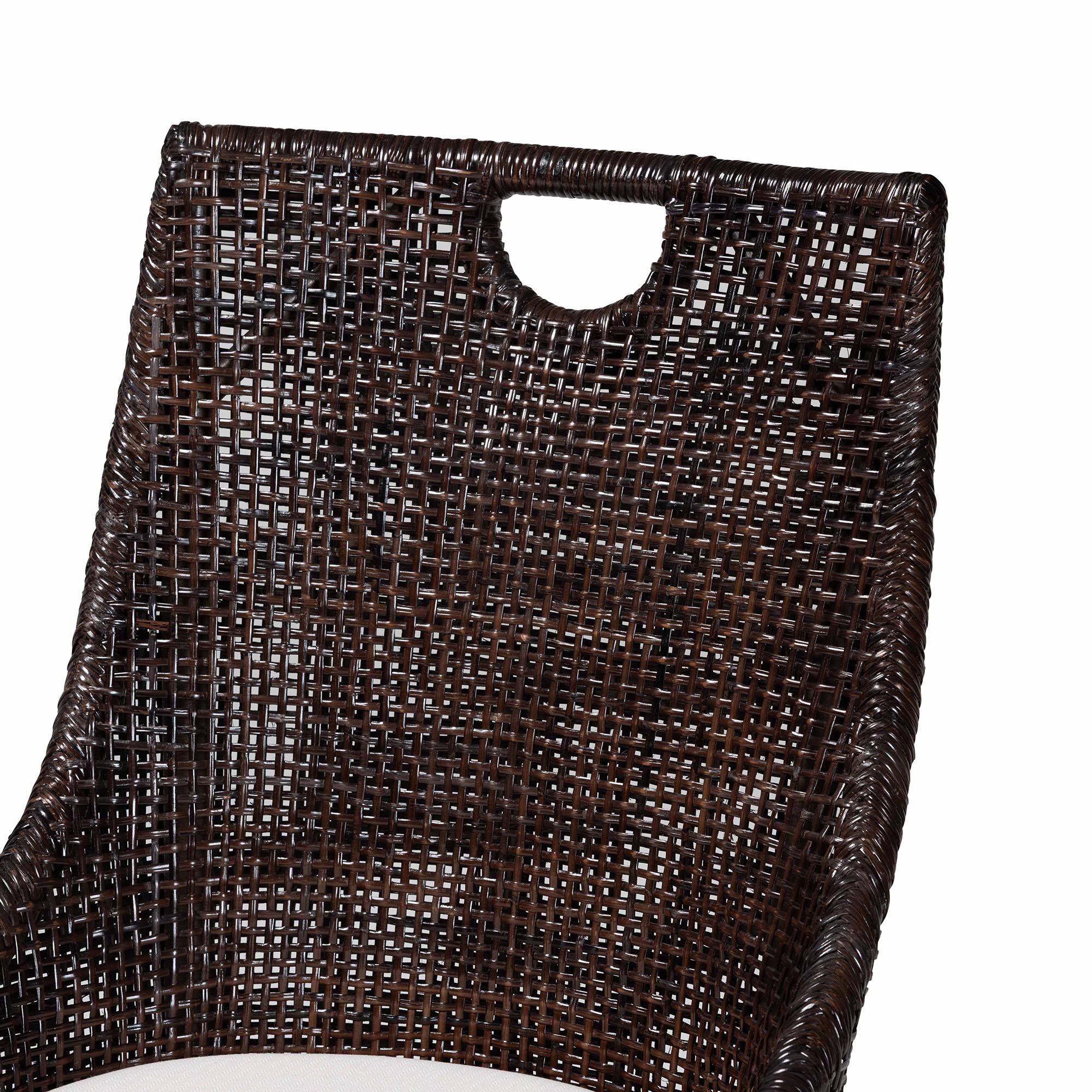 bali & pari Petra Natural Rattan 2-Piece Dining Chair Set - Handwoven Wicker Accent Chair with Wingback Profile and Cutout Handle, Espresso