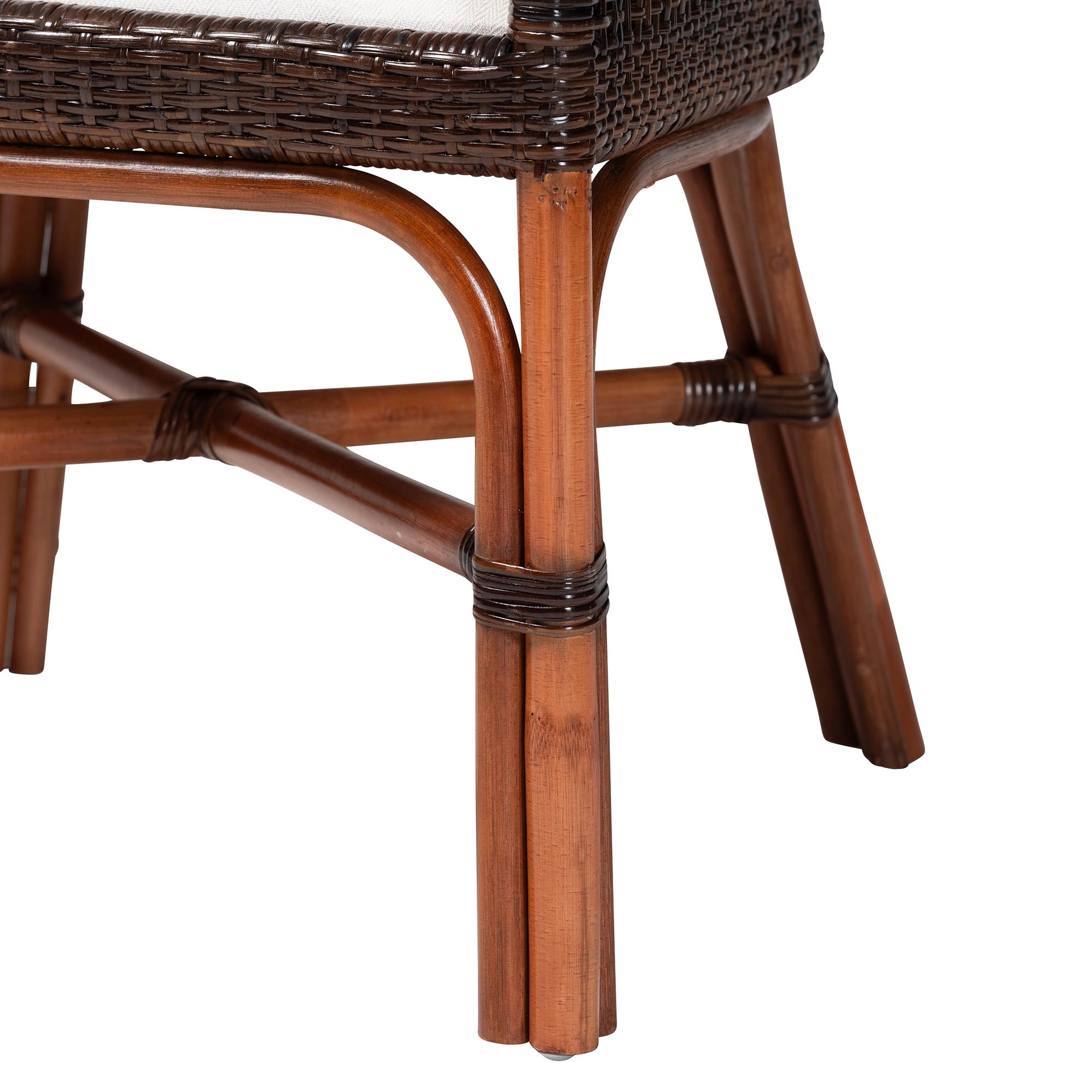 bali & pari Petra Natural Rattan 2-Piece Dining Chair Set - Handwoven Wicker Accent Chair with Wingback Profile and Cutout Handle, Espresso