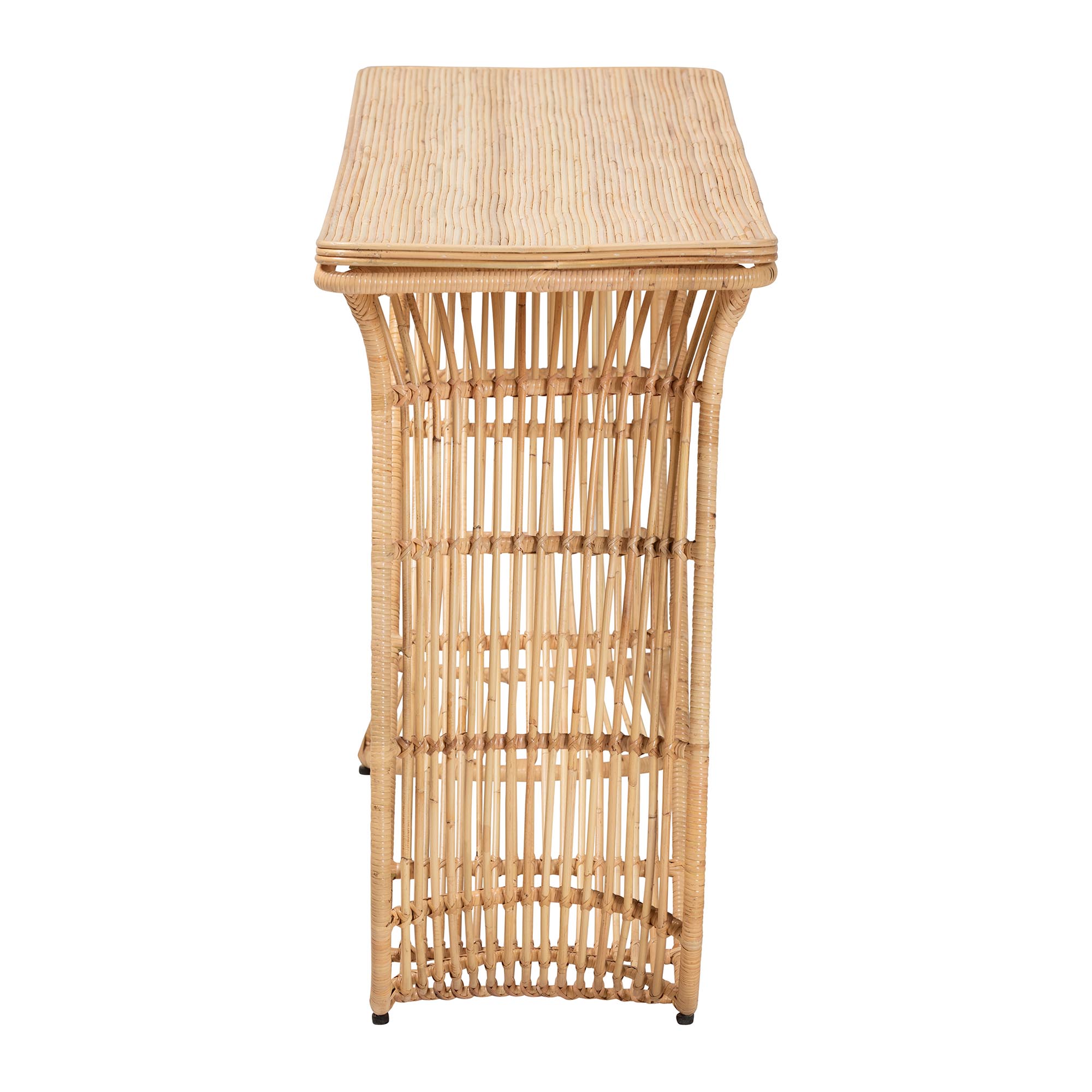 bali & pari Araceli Rattan S-Curve Console Table - Handwoven Wicker Sculptural Accent Table for Living Room or Entryway