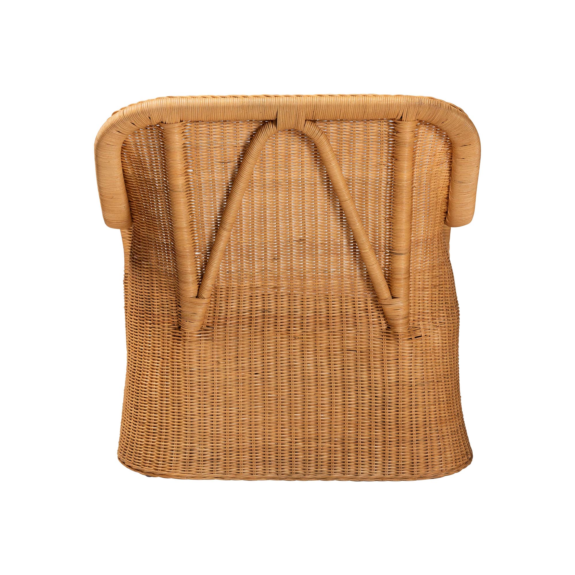 bali & pari Cesar Natural Rattan Chaise Lounge Chair with Cushion - Handwoven Wicker Accent Lounger with Rounded Backrest and Arms for Living Room, Bedroom or Sunroom