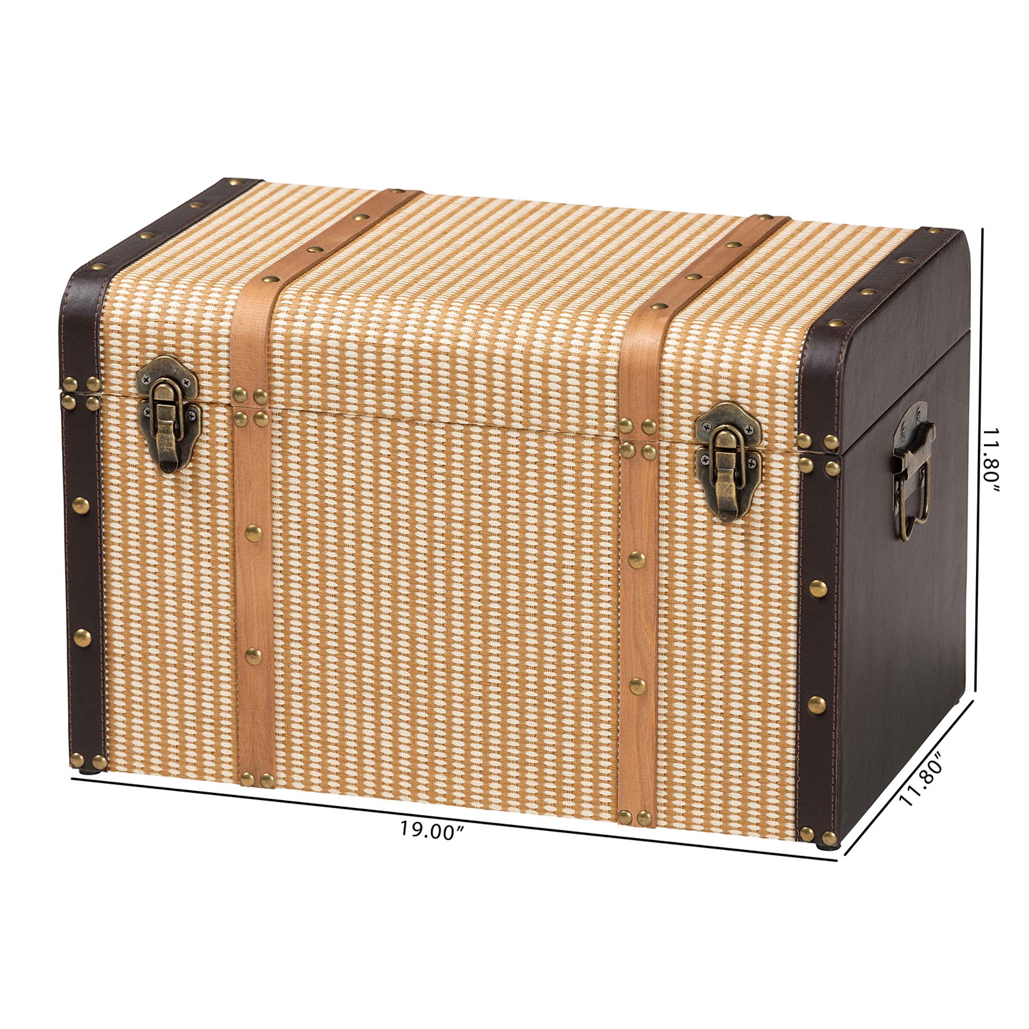 Baxton Studio Manton Storage Trunk - Decorative Storage Chest with Hinged Top and Woven Exterior for Living Room or Bedroom