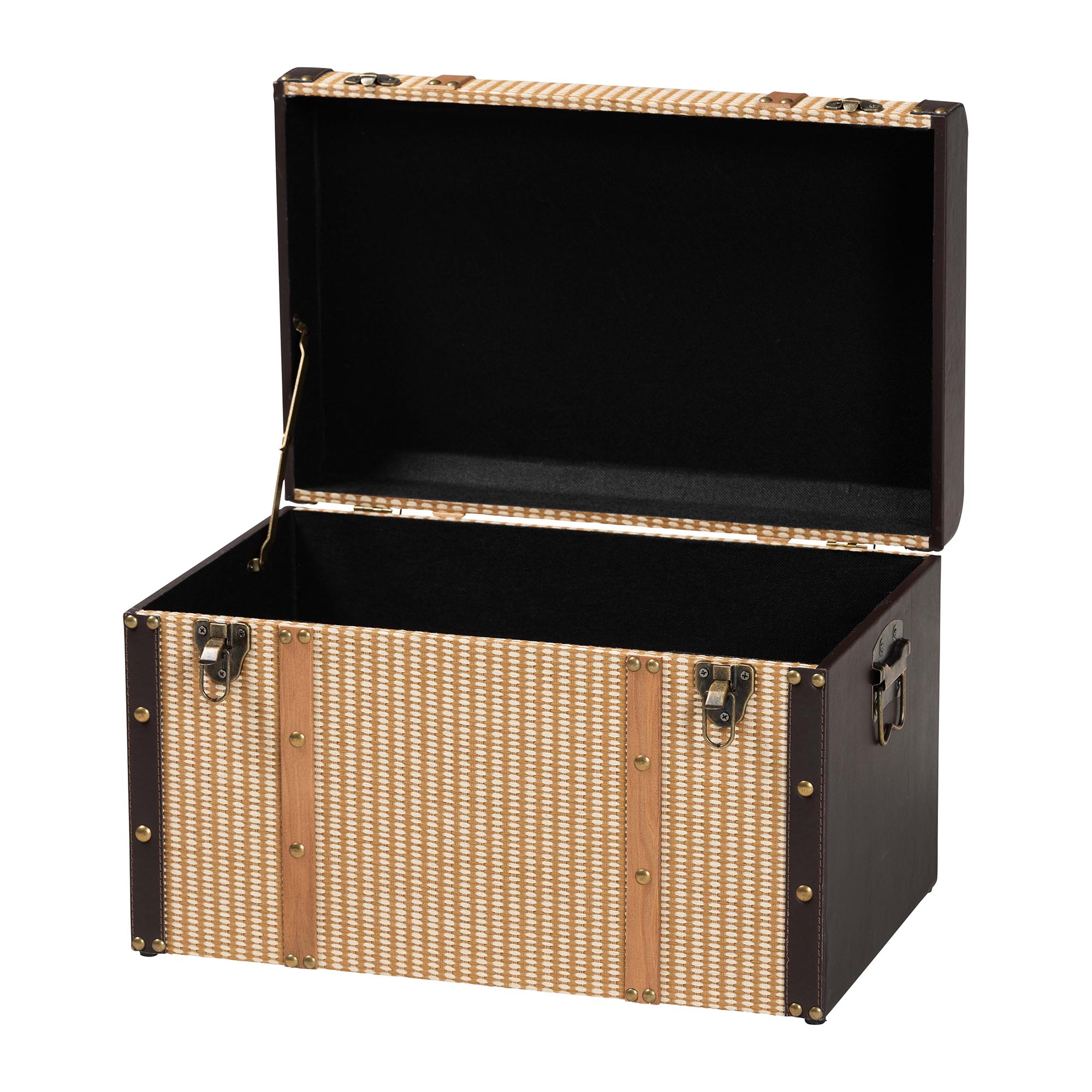 Baxton Studio Manton Storage Trunk - Decorative Storage Chest with Hinged Top and Woven Exterior for Living Room or Bedroom