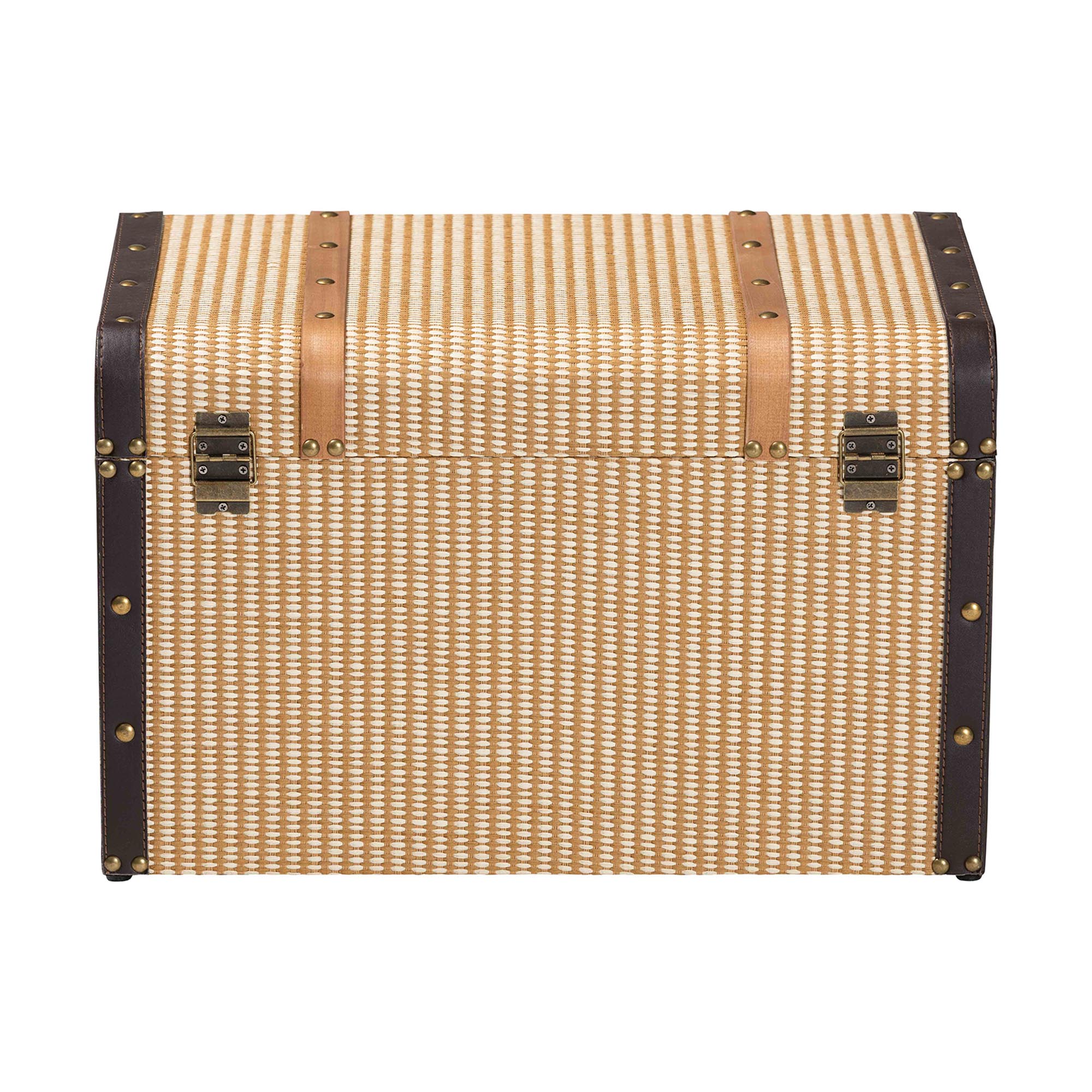 Baxton Studio Manton Storage Trunk - Decorative Storage Chest with Hinged Top and Woven Exterior for Living Room or Bedroom