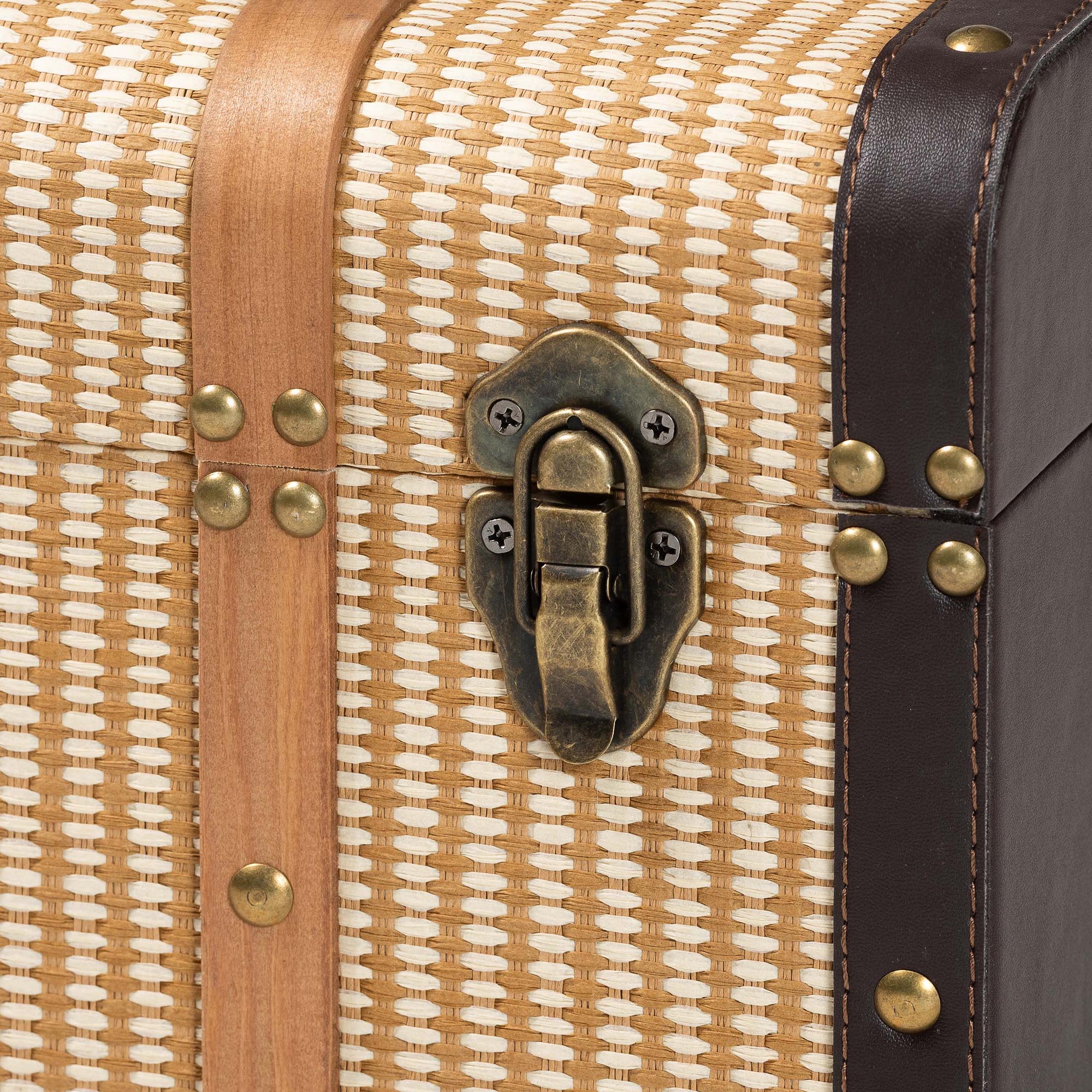 Baxton Studio Manton Storage Trunk - Decorative Storage Chest with Hinged Top and Woven Exterior for Living Room or Bedroom