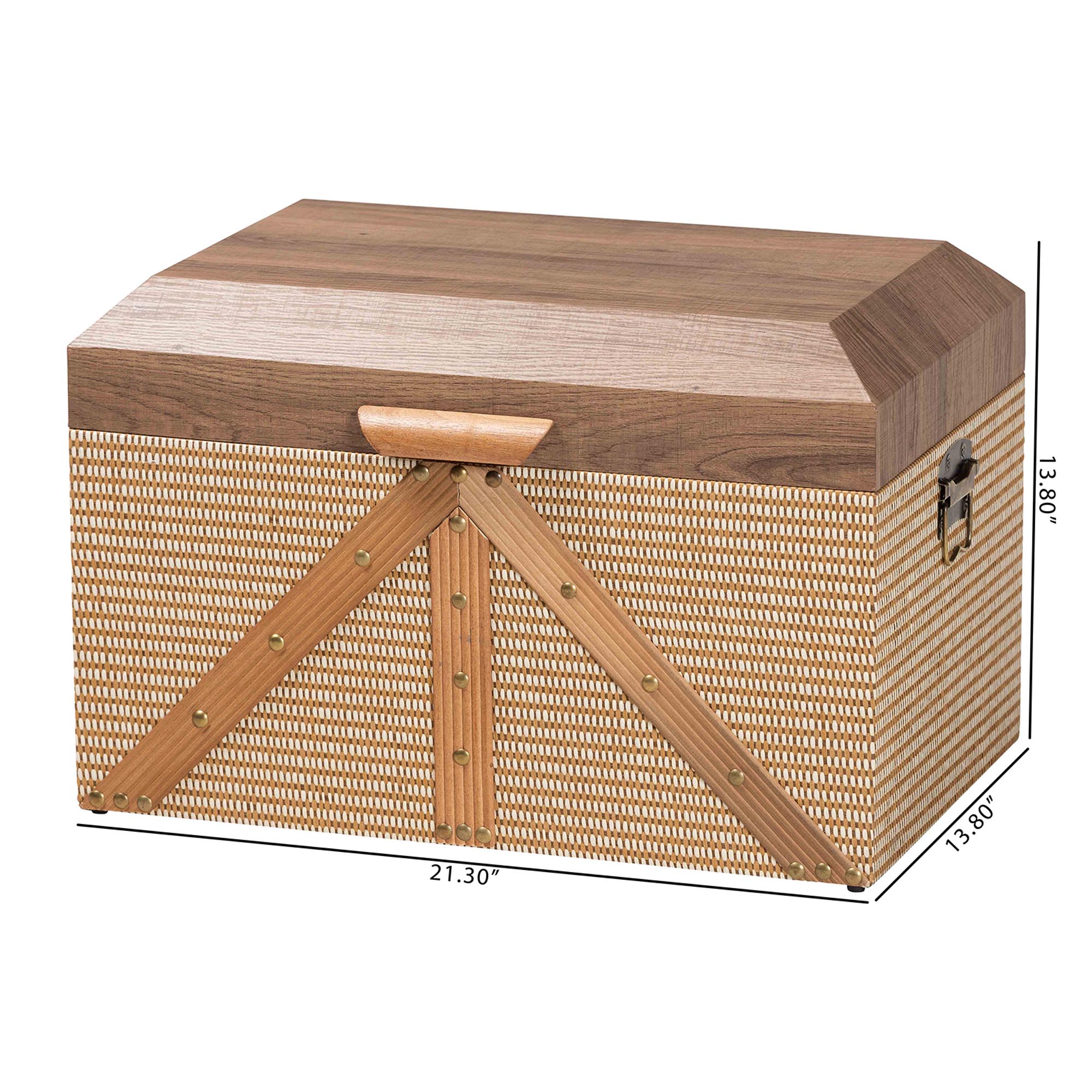 Baxton Studio Kande Storage Trunk - Decorative Storage Chest with Hinged Top and Woven Exterior for Living Room or Bedroom