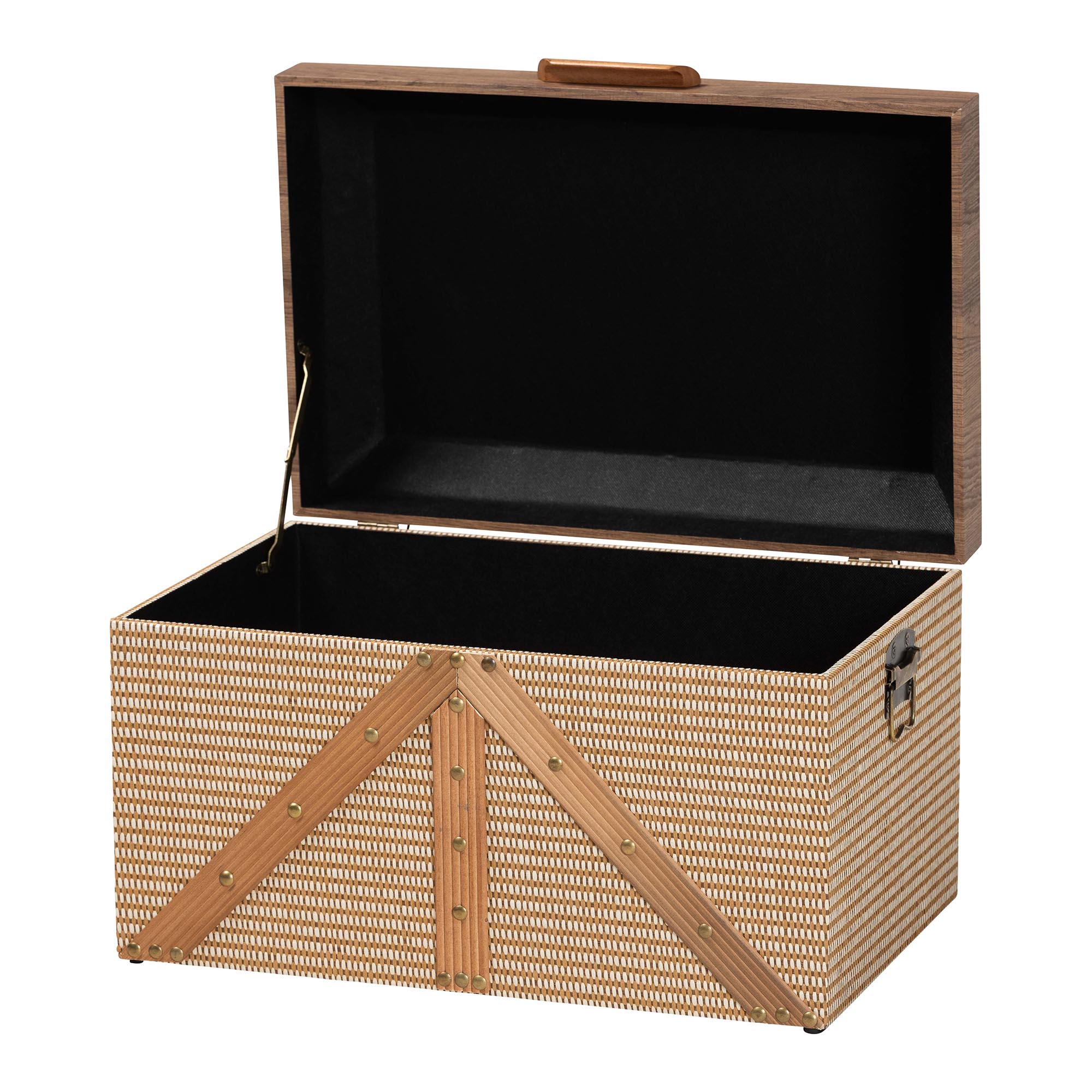 Baxton Studio Kande Storage Trunk - Decorative Storage Chest with Hinged Top and Woven Exterior for Living Room or Bedroom