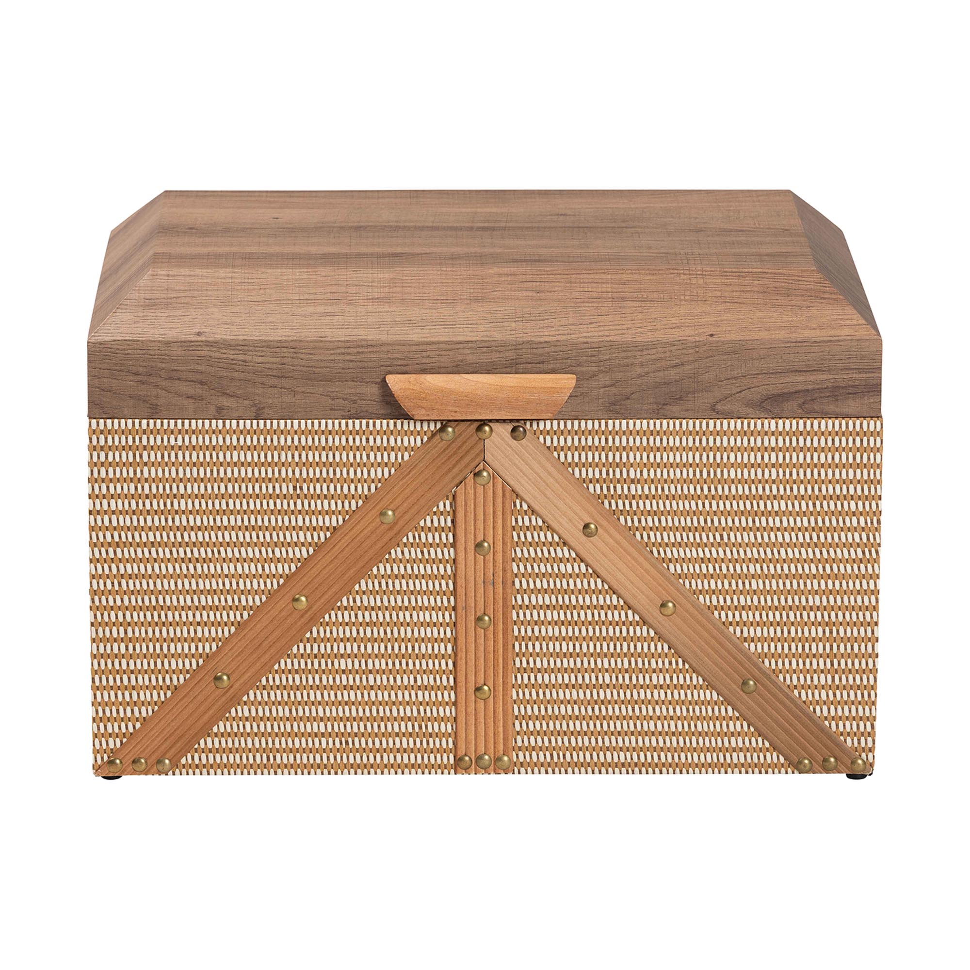 Baxton Studio Kande Storage Trunk - Decorative Storage Chest with Hinged Top and Woven Exterior for Living Room or Bedroom