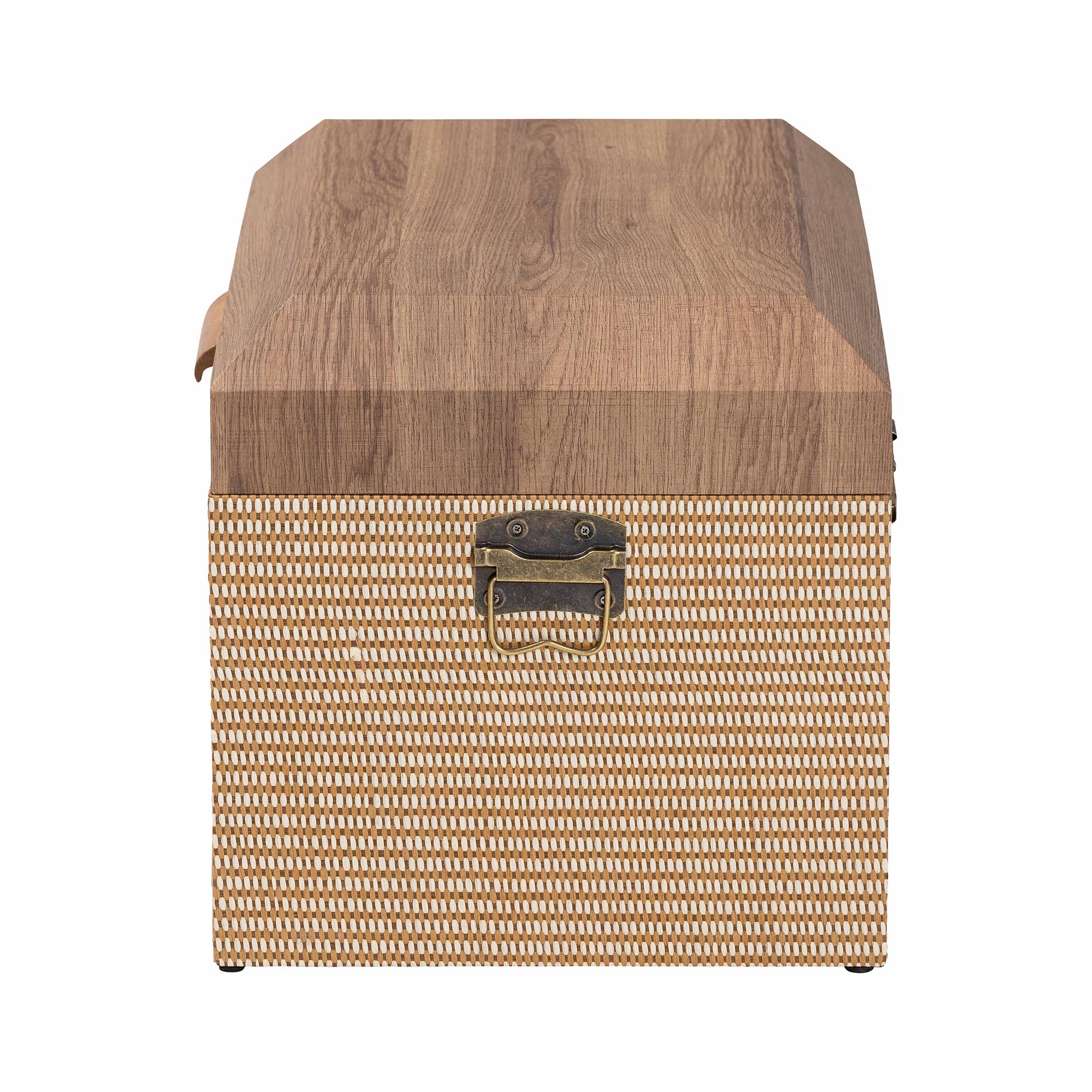 Baxton Studio Kande Storage Trunk - Decorative Storage Chest with Hinged Top and Woven Exterior for Living Room or Bedroom