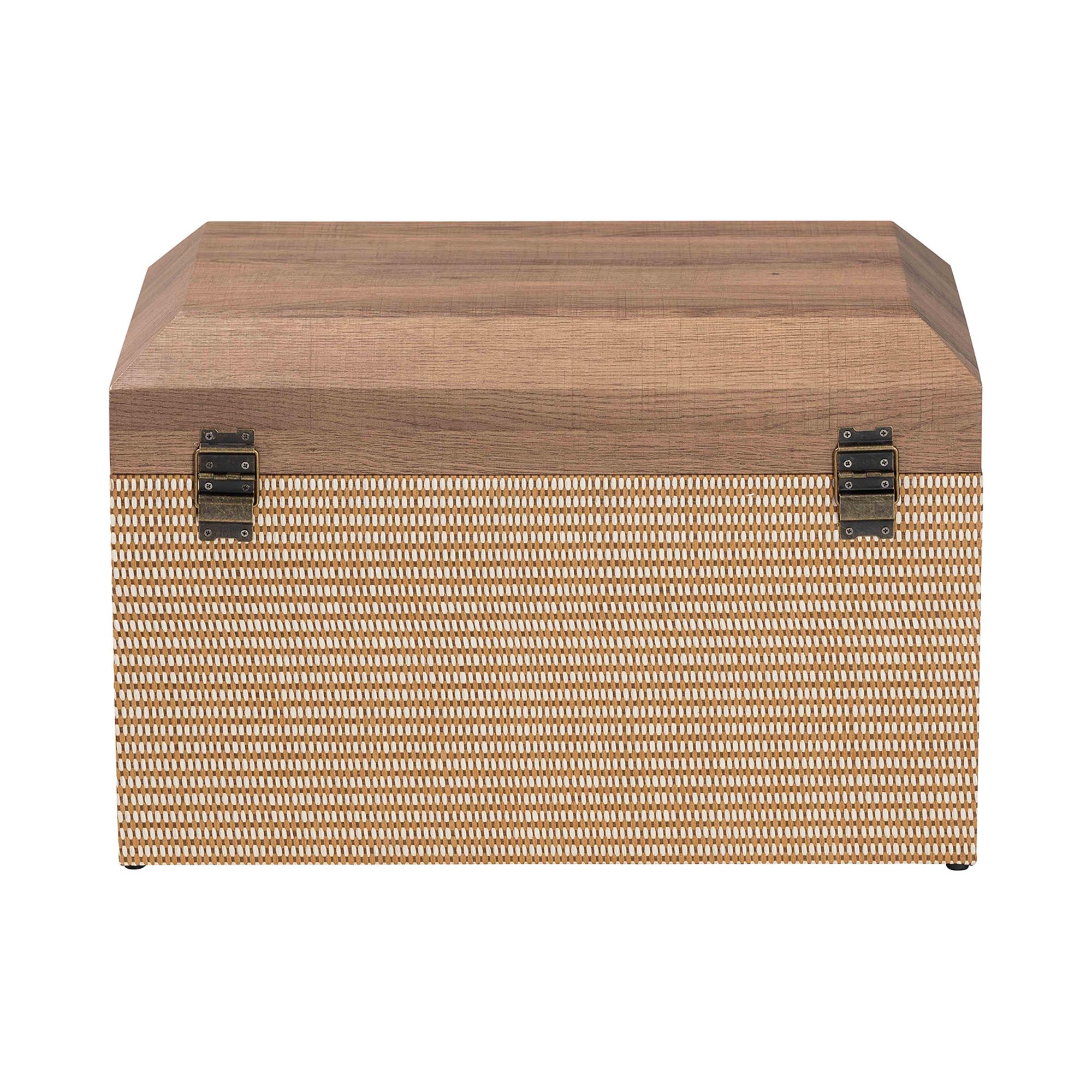 Baxton Studio Kande Storage Trunk - Decorative Storage Chest with Hinged Top and Woven Exterior for Living Room or Bedroom