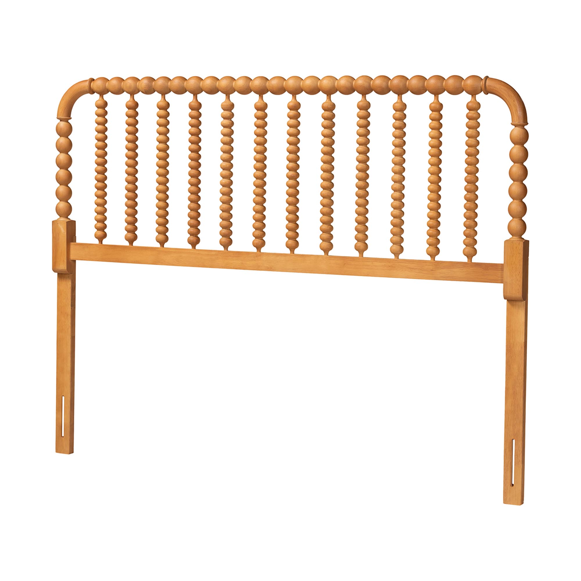 Baxton Studio Finley Turned Bobbin Headboard - Crafted Wood Panel with Decorative Spindle Design for Cottage Farmhouse Bedroom, King, Oak Brown