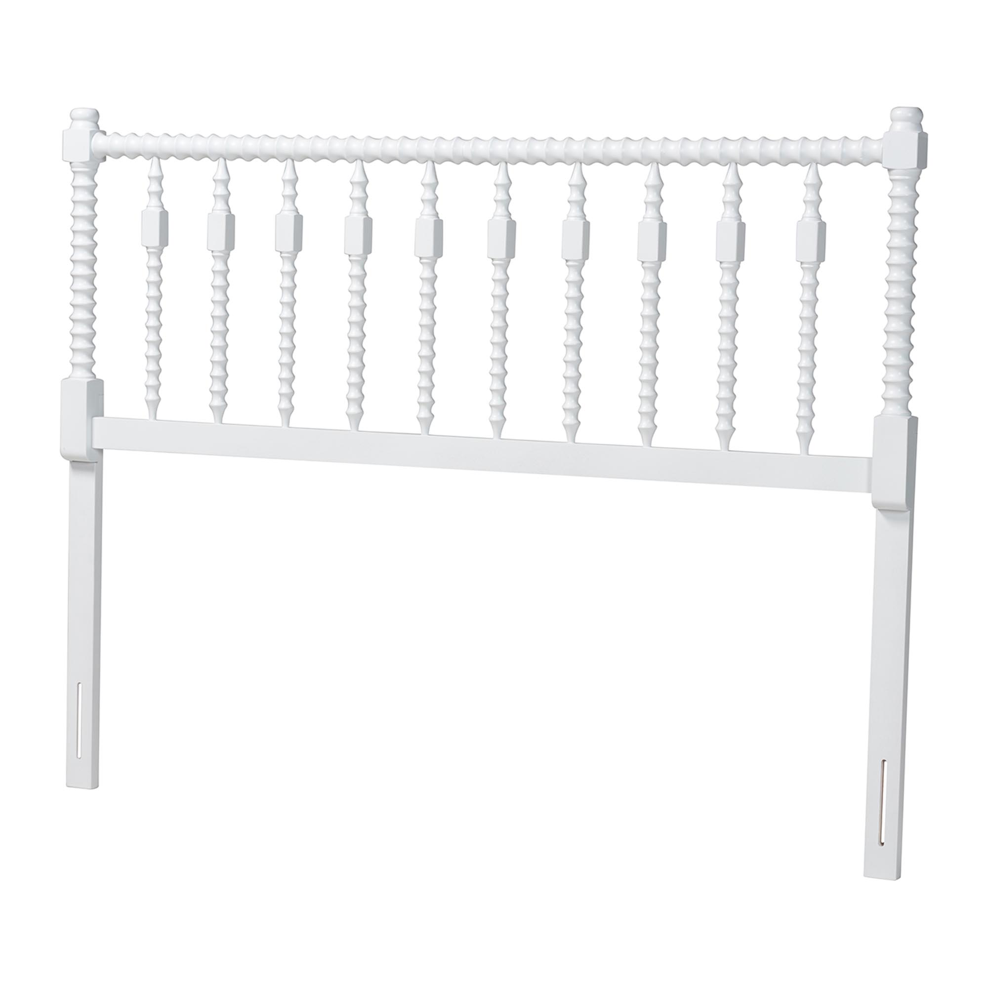 Baxton Studio Juliette Turned Spindle Headboard - Crafted Wood Panel with Decorative Spoke Design for Cottage Farmhouse Bedroom, King, White
