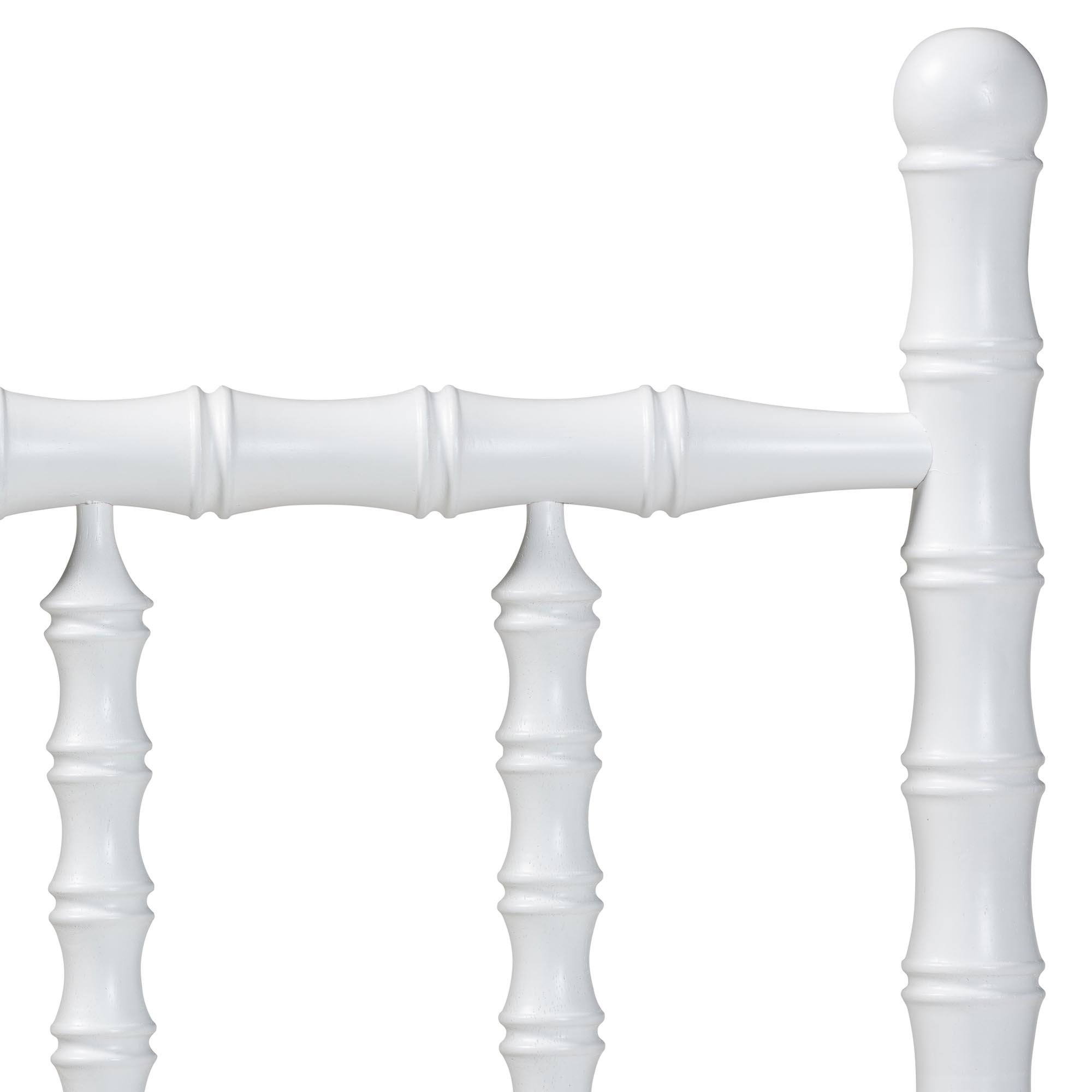 Baxton Studio Edaline Bamboo Motif Headboard - Crafted Wood Panel with Decorative Turned Spindle Design for Boho Costal Bedroom, Twin, White