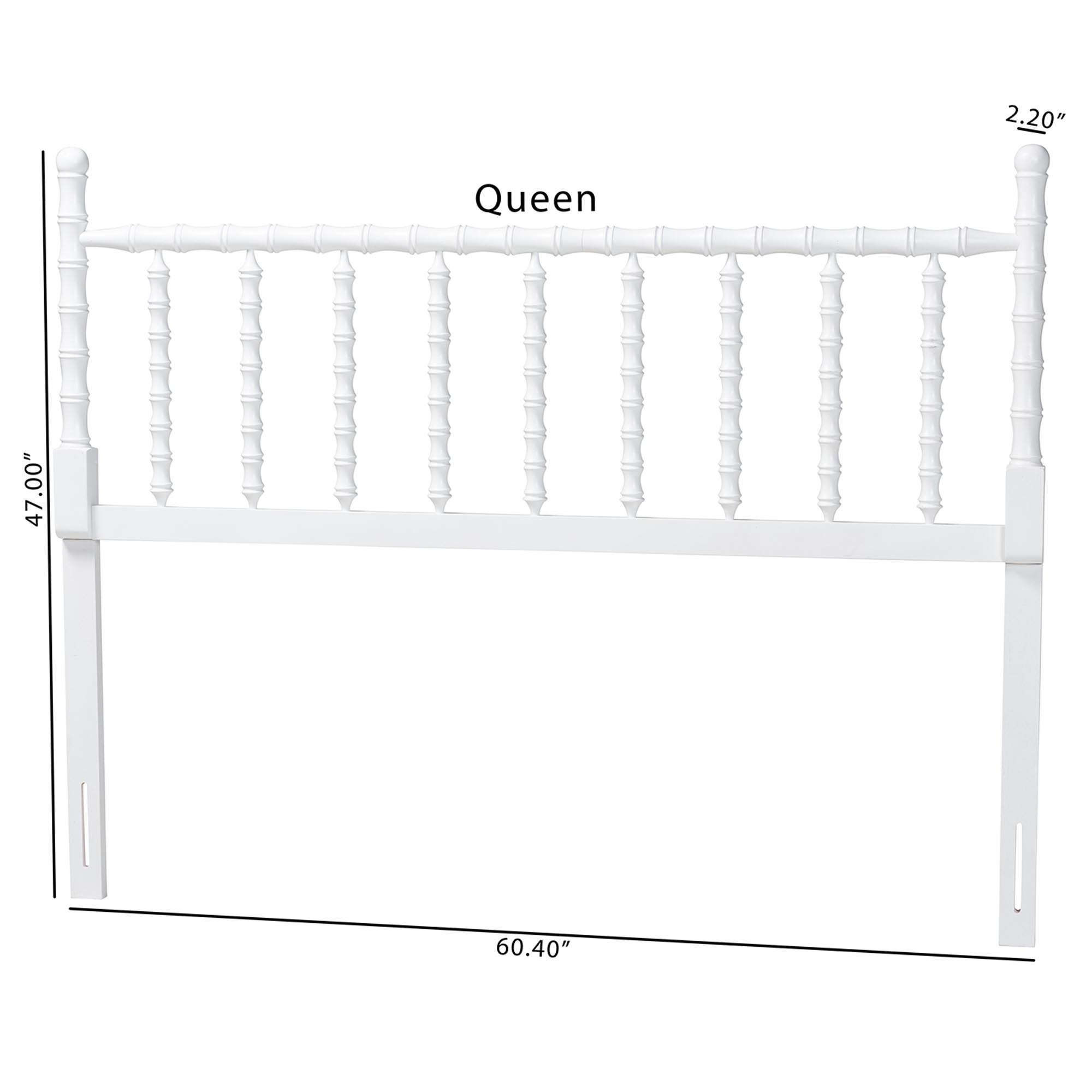Baxton Studio Edaline Bamboo Motif Headboard - Crafted Wood Panel with Decorative Turned Spindle Design for Boho Costal Bedroom, Full, White