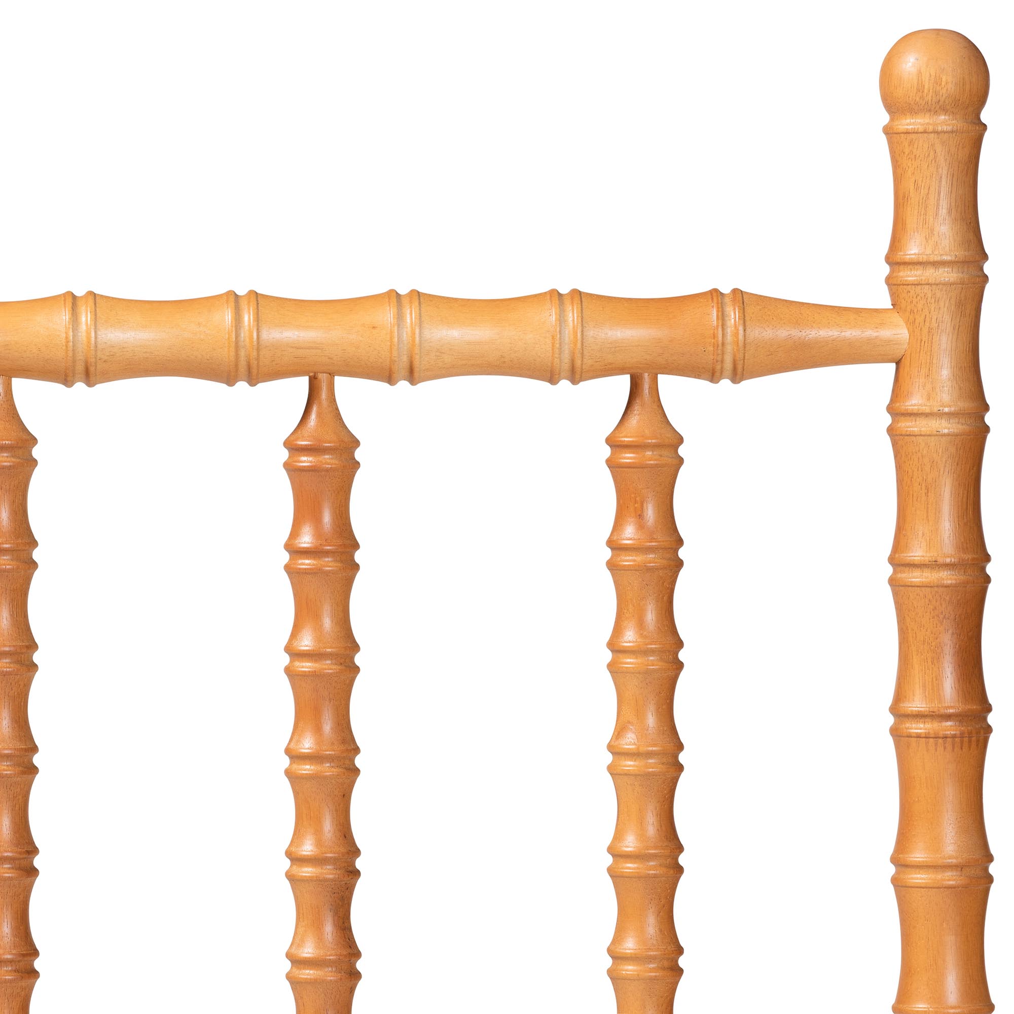 Baxton Studio Edaline Bamboo Motif Headboard - Crafted Wood Panel with Decorative Turned Spindle Design for Boho Costal Bedroom, Full, Oak Brown