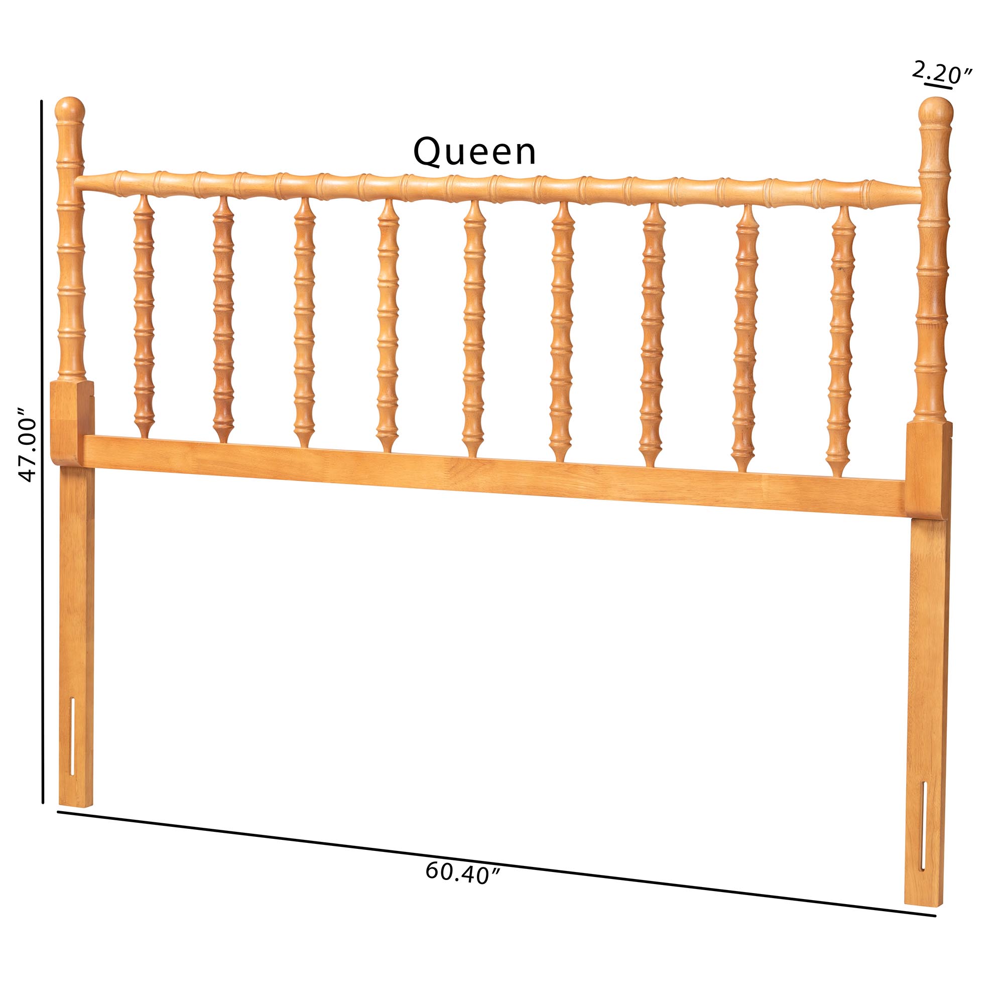 Baxton Studio Edaline Bamboo Motif Headboard - Crafted Wood Panel with Decorative Turned Spindle Design for Boho Costal Bedroom, Full, Oak Brown