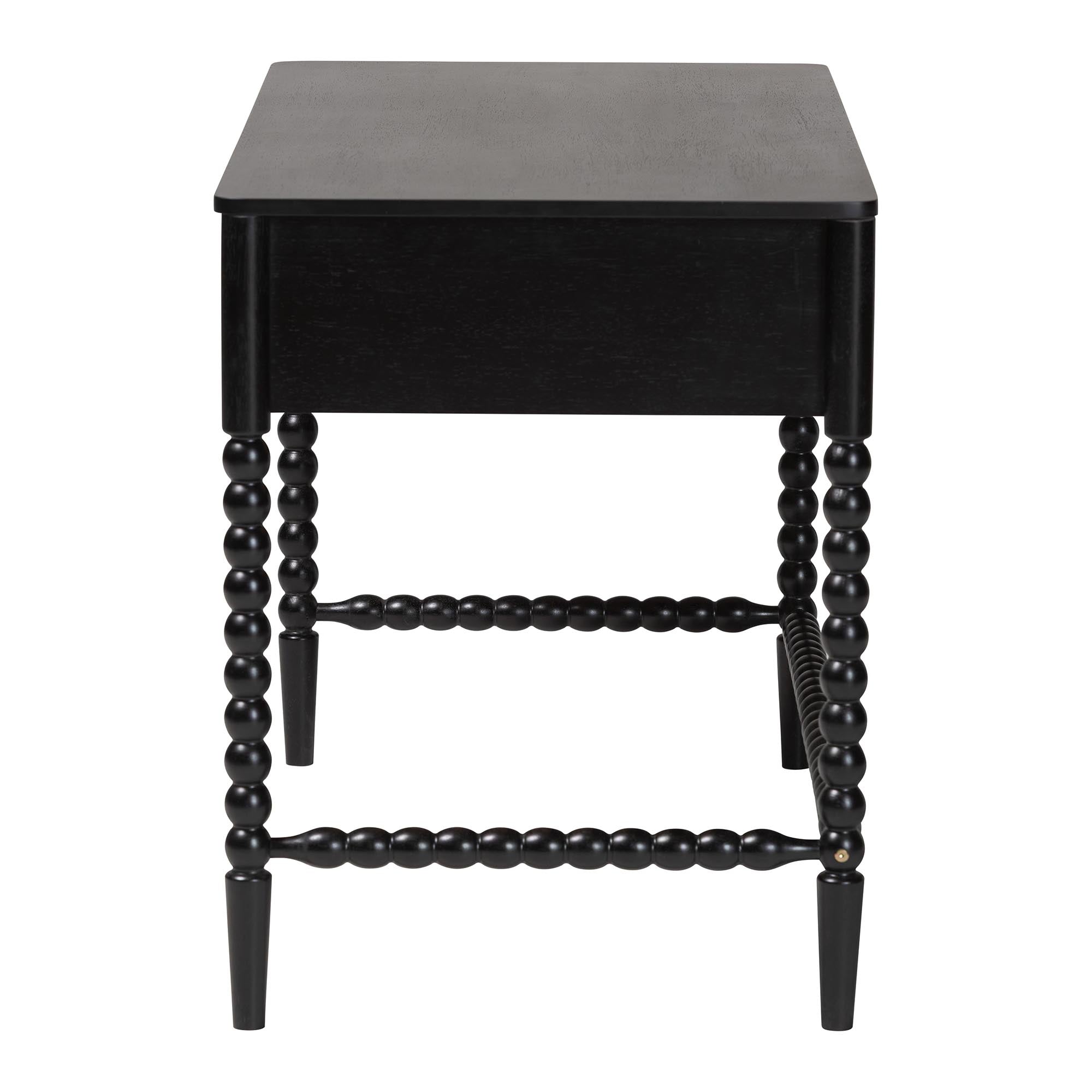 Baxton Studio Lucera Bobbin Writing Desk - 3-Drawer Home Office Desk with Spindle Frame, Black