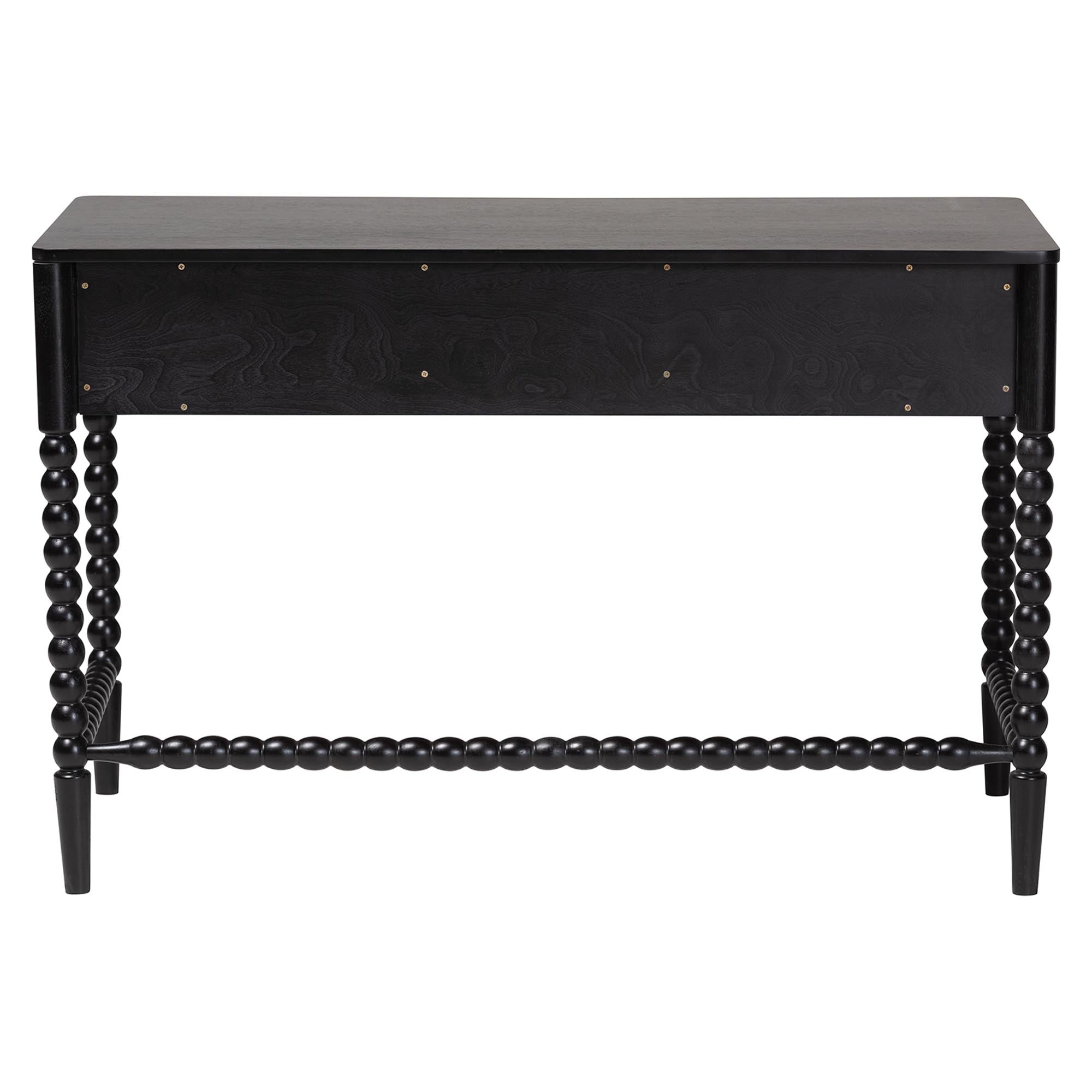Baxton Studio Lucera Bobbin Writing Desk - 3-Drawer Home Office Desk with Spindle Frame, Black