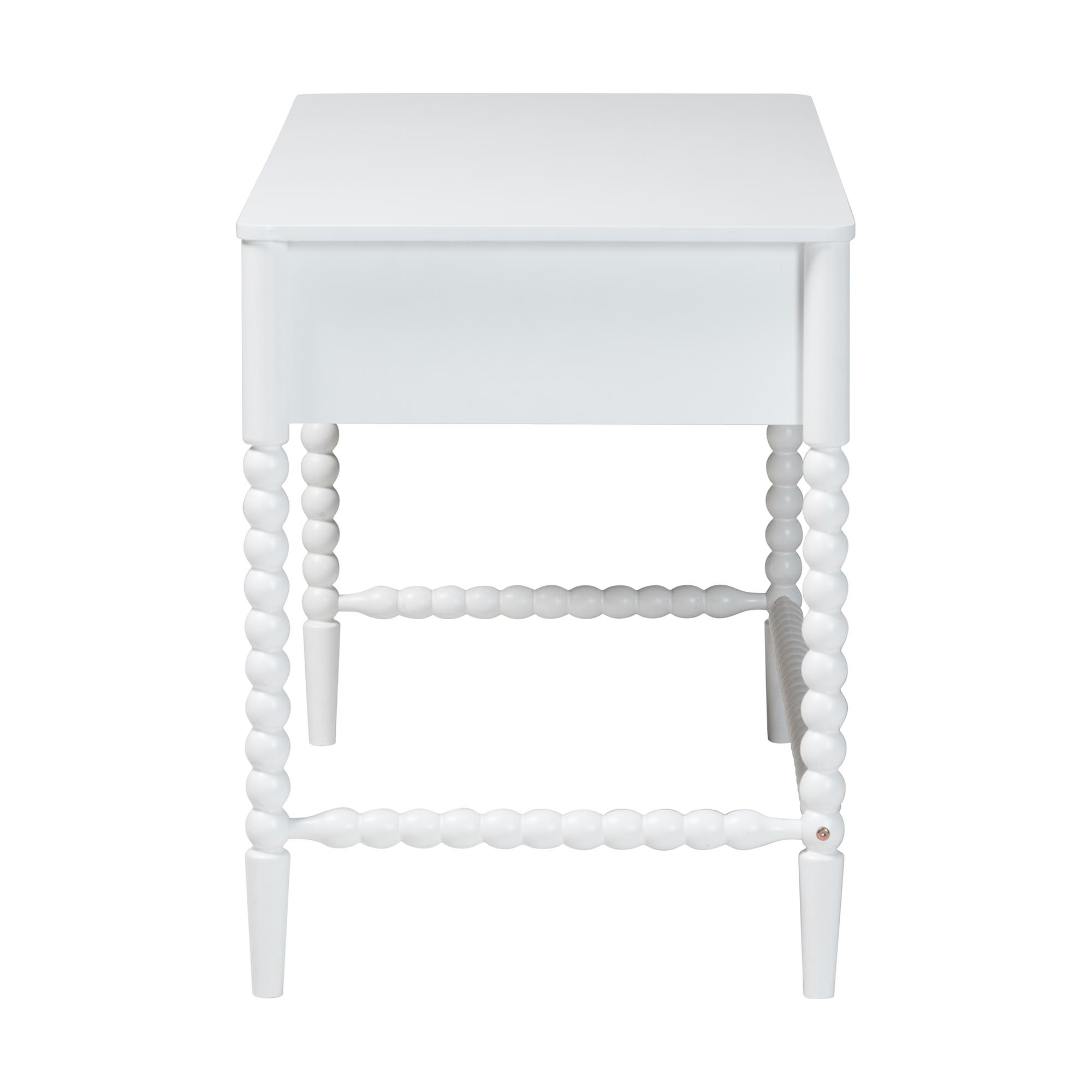 Baxton Studio Lucera Bobbin Writing Desk - 3-Drawer Home Office Desk with Spindle Frame, White