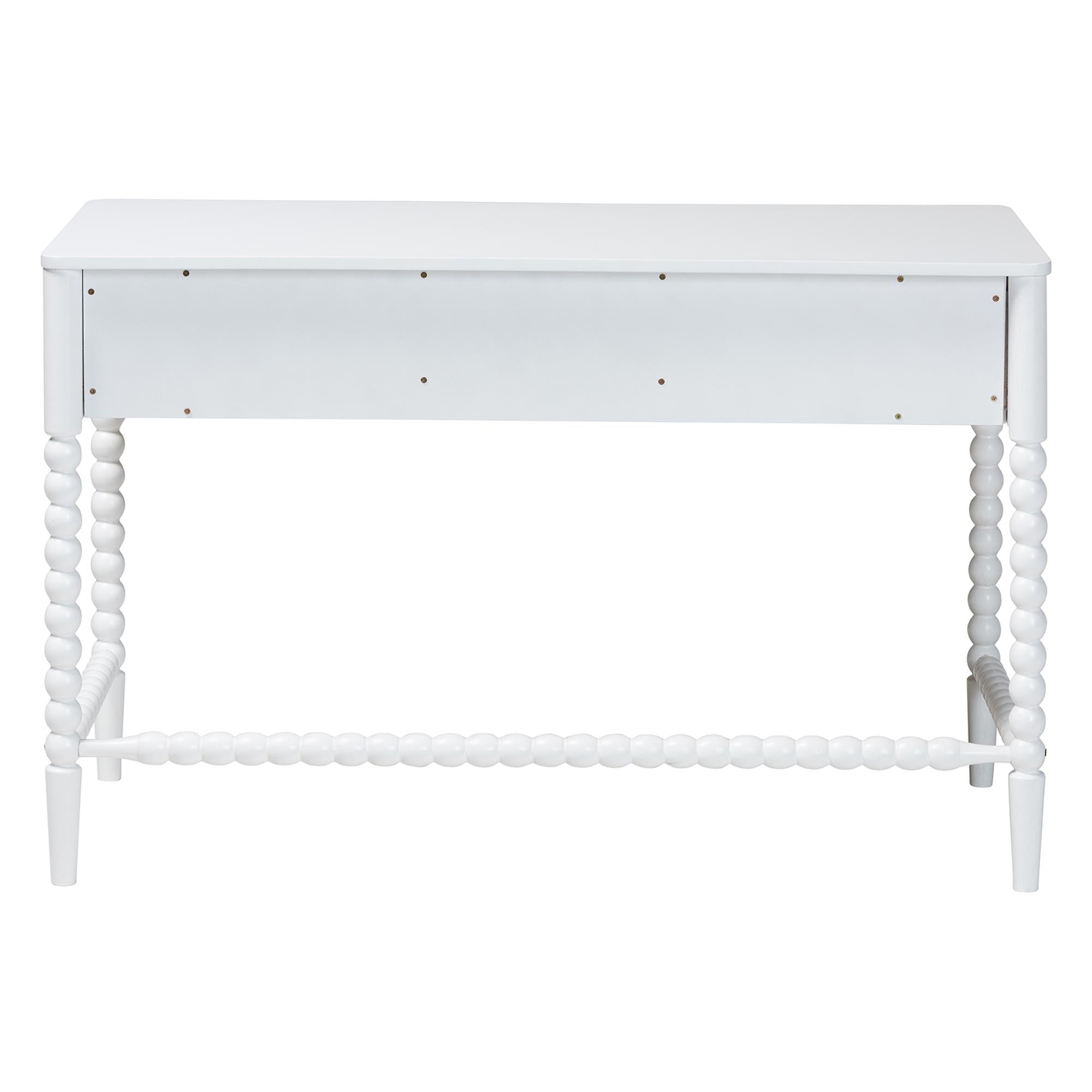 Baxton Studio Lucera Bobbin Writing Desk - 3-Drawer Home Office Desk with Spindle Frame, White