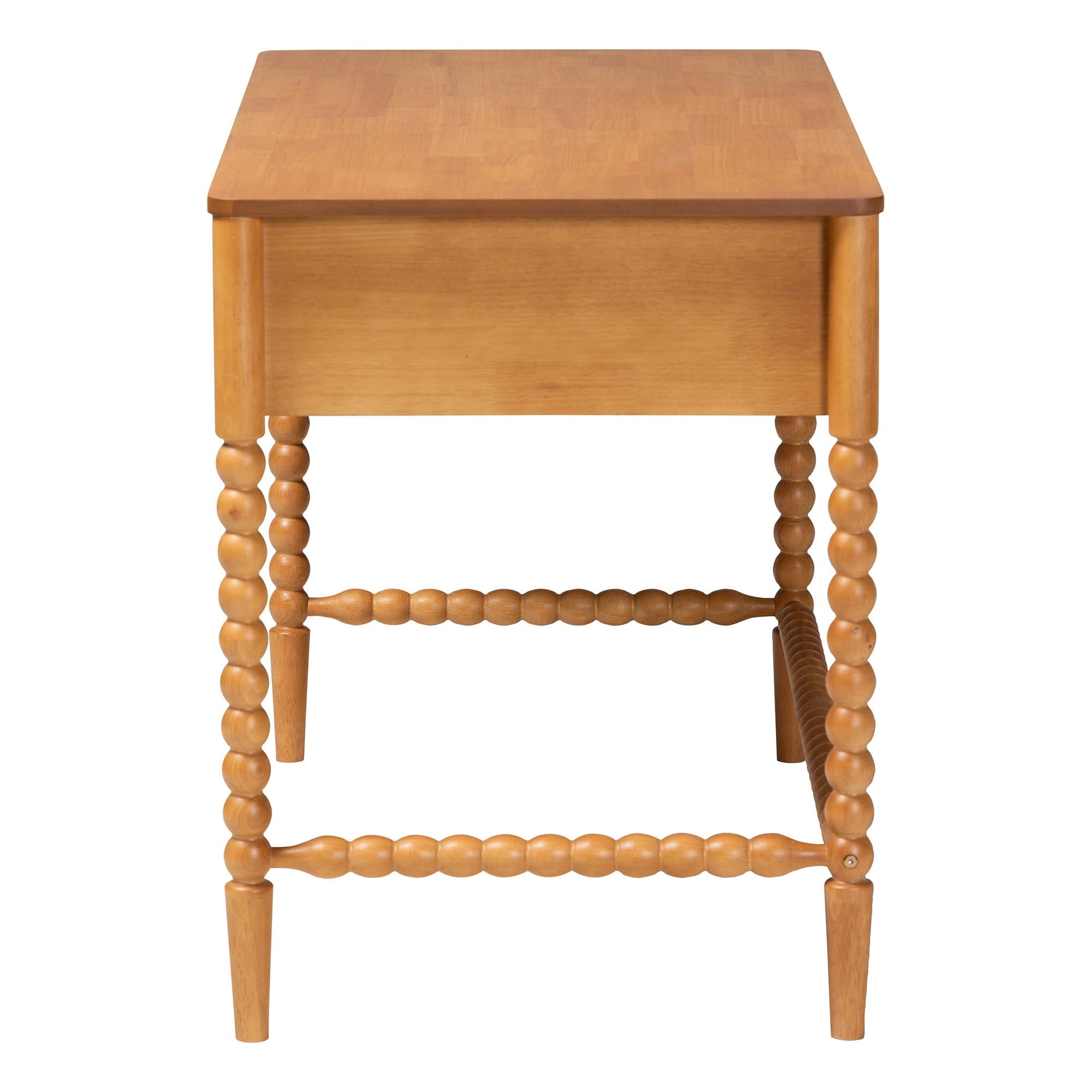 Baxton Studio Lucera Bobbin Writing Desk - 3-Drawer Home Office Desk with Spindle Frame, Oak Brown