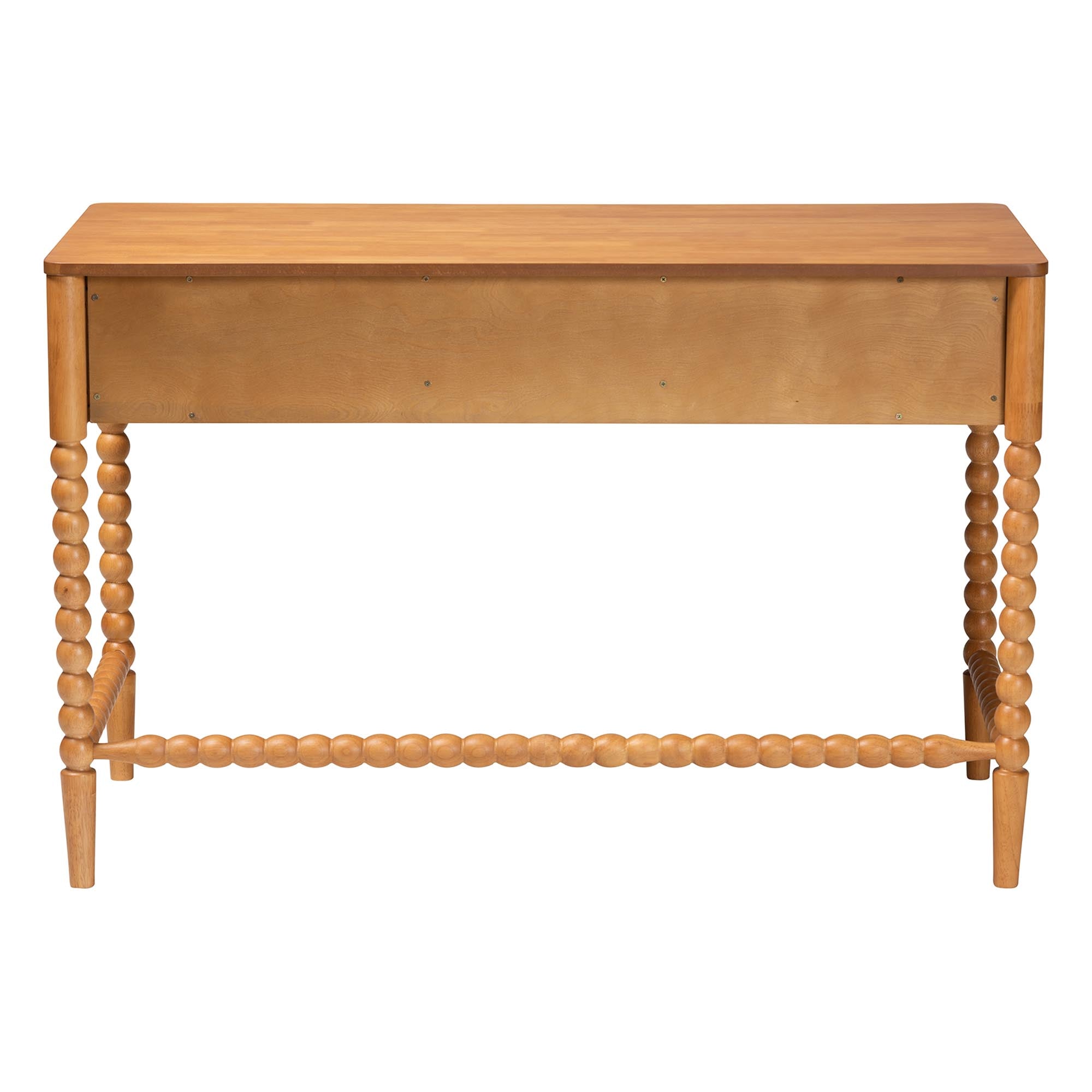 Baxton Studio Lucera Bobbin Writing Desk - 3-Drawer Home Office Desk with Spindle Frame, Oak Brown