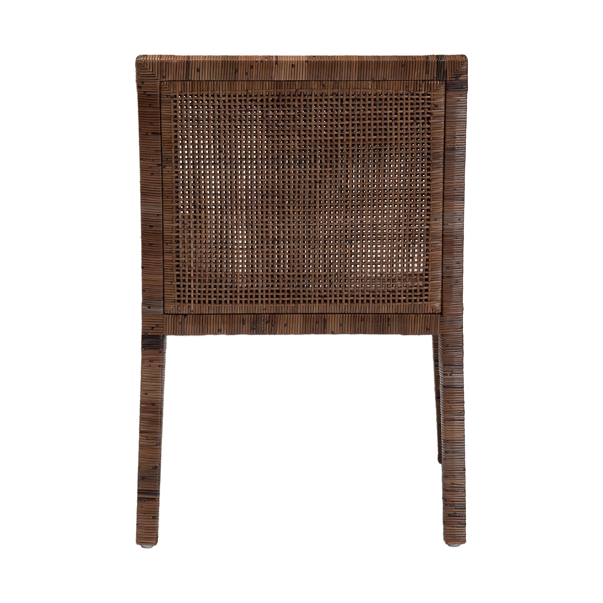 bali & pari Karis Rattan Dining Chair with Cushion - Handwoven Wicker Armchair with Mahogany Wood Frame, Coastal Boho Style Indoor Seating, Antique Coffee