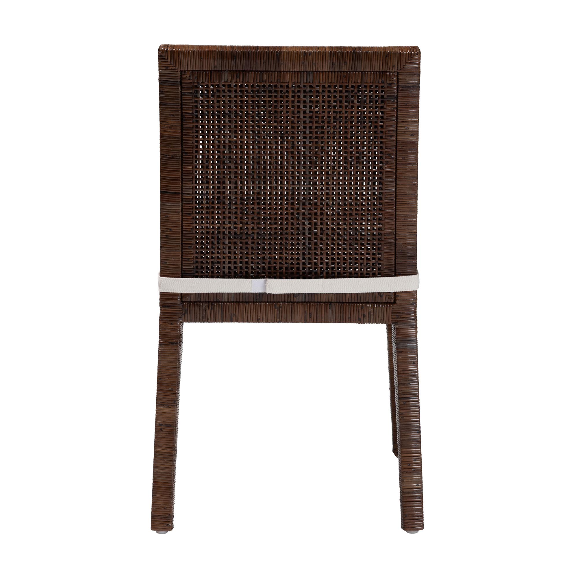 bali & pari Sofia Rattan Dining Chair with Cushion - Handwoven Wicker Side Chair with Mahogany Wood Frame, Coastal Boho Style Indoor Seating, Antique Coffee