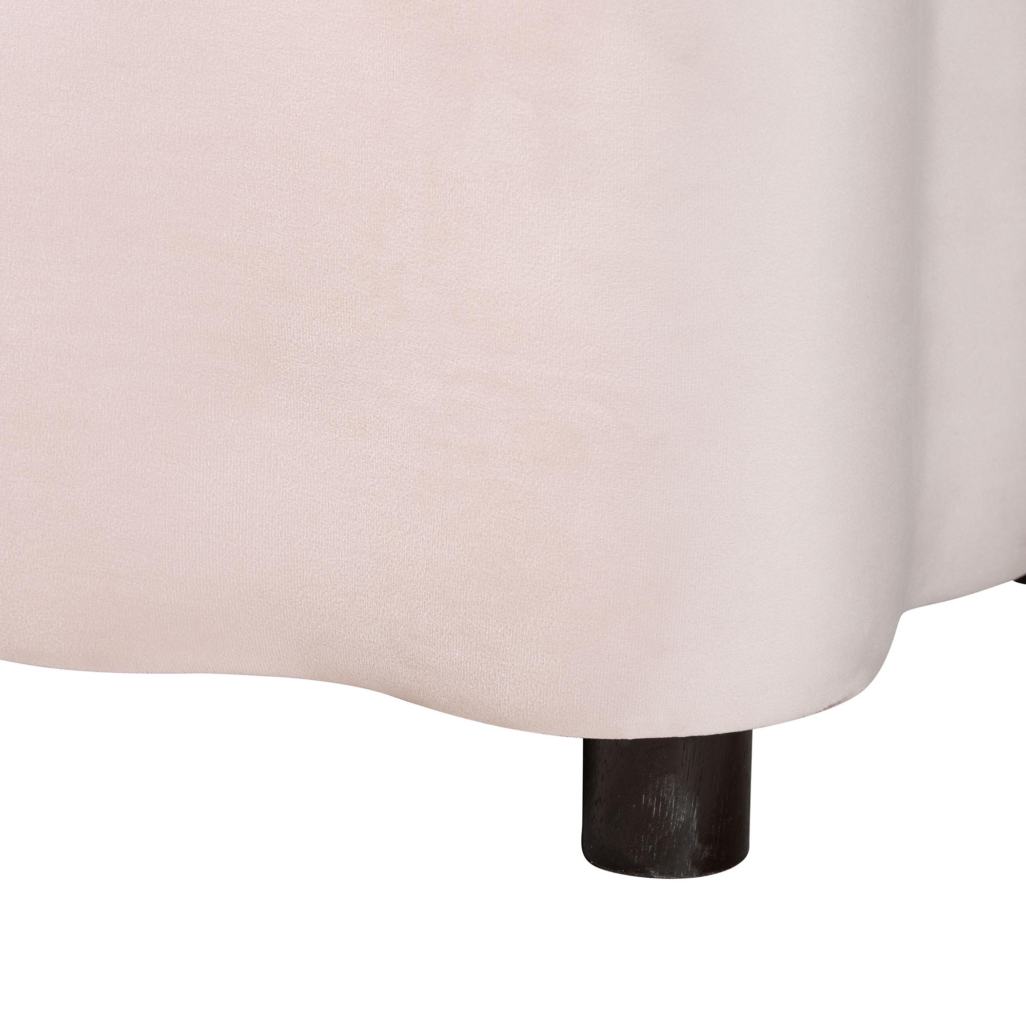 Baxton Studio Paulina Velvet Storage Bench - Lift Top Accent Bench with Interior Storage and Scalloped Outline for Bedroom or Living Room, Light Pink