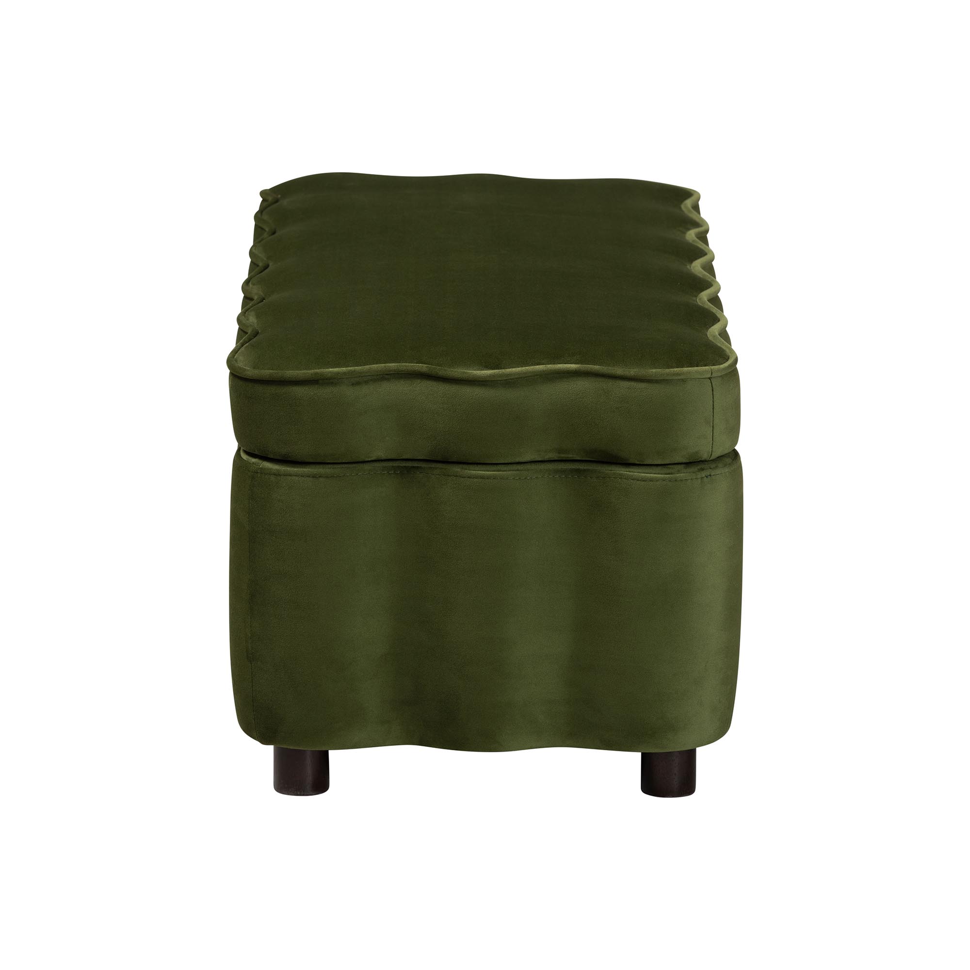 Baxton Studio Paulina Velvet Storage Bench - Lift Top Accent Bench with Interior Storage and Scalloped Outline for Bedroom or Living Room, Moss Green