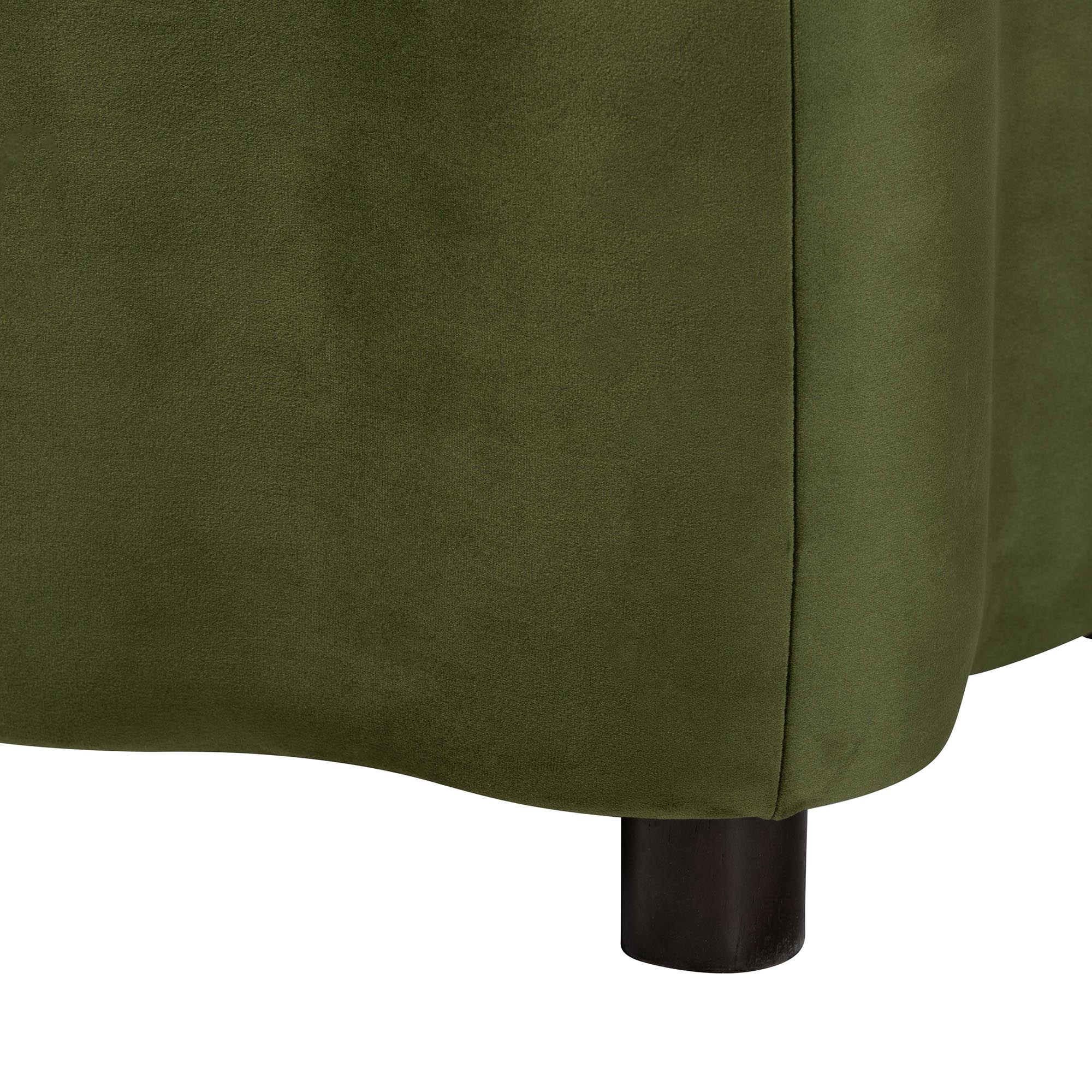 Baxton Studio Paulina Velvet Storage Bench - Lift Top Accent Bench with Interior Storage and Scalloped Outline for Bedroom or Living Room, Moss Green