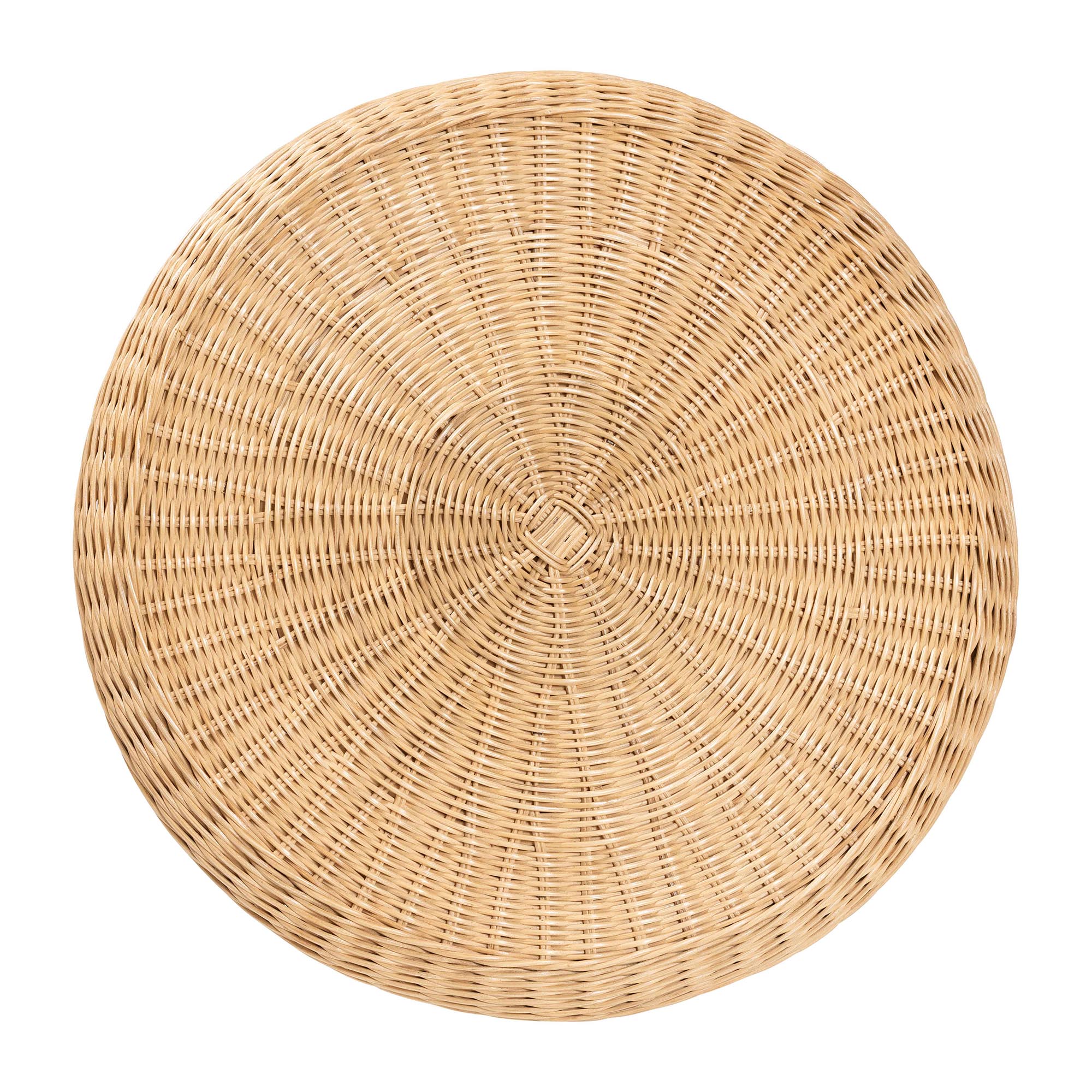 bali & pari Hideo Natural Rattan End Table - Handwoven Wicker Sculptural Accent Table with Pedestal Base