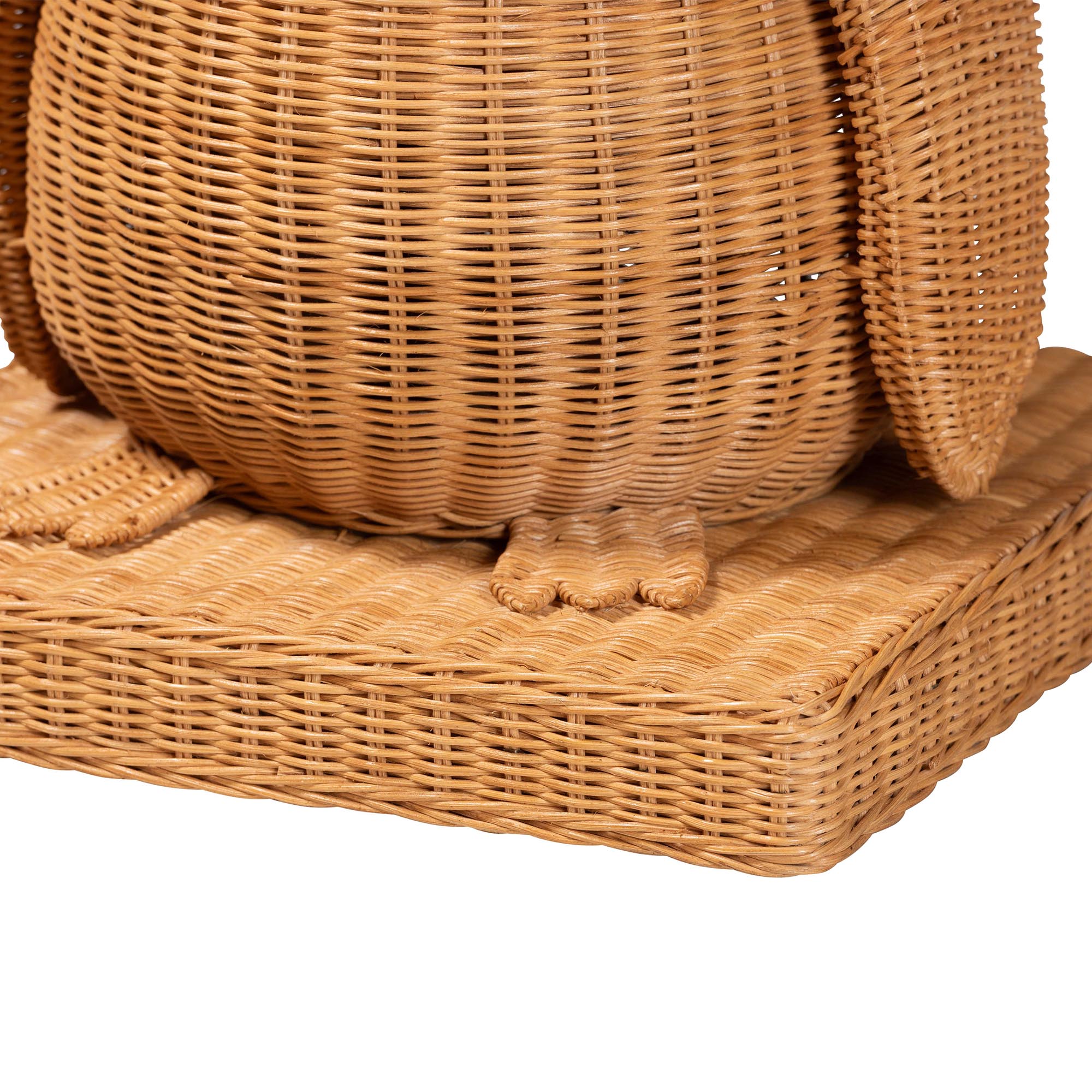 bali & pari Pembroke Penguin End Table - Handwoven Rattan Sculptural Accent Side Table with Platform Base