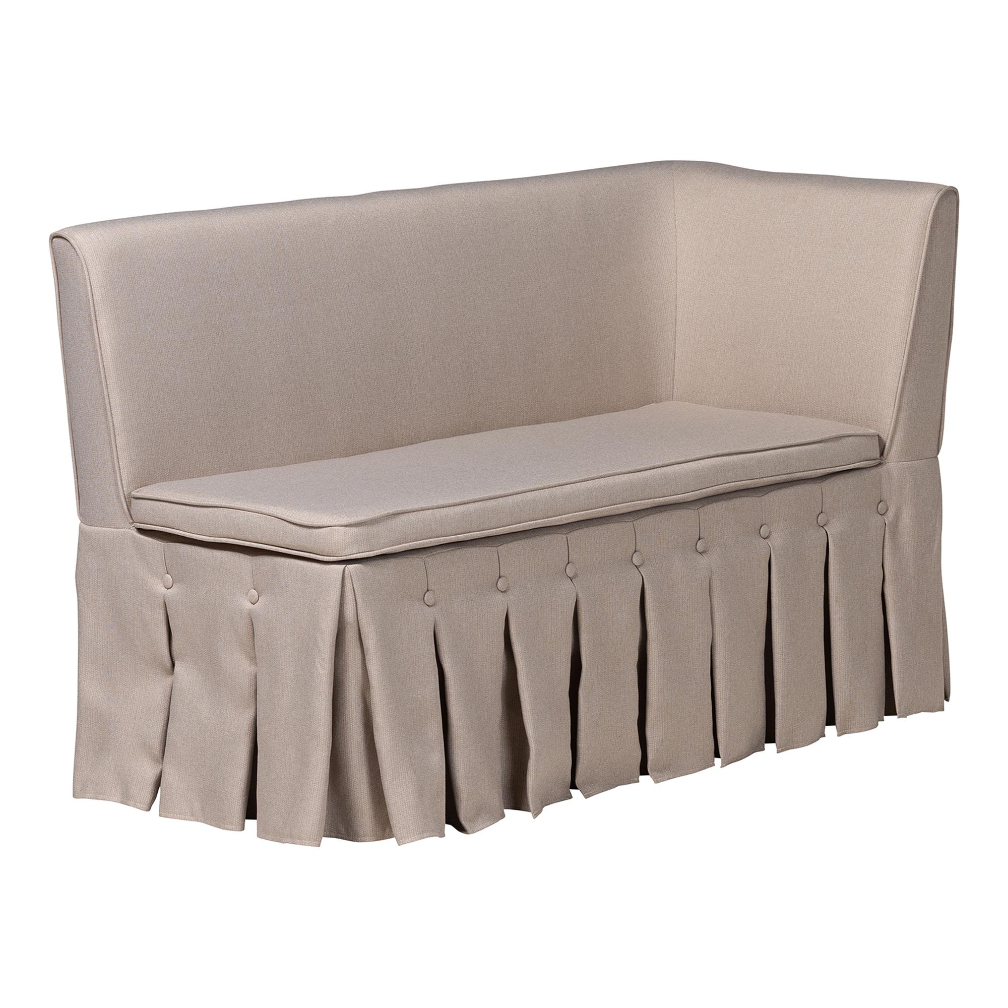 Baxton Studio Reginald 3-Piece Fabric Upholstered Dining Nook Set - Corner Kitchen Dining Banquette Set with Skirted Base, L-Shaped Seating for Small Spaces, Beige