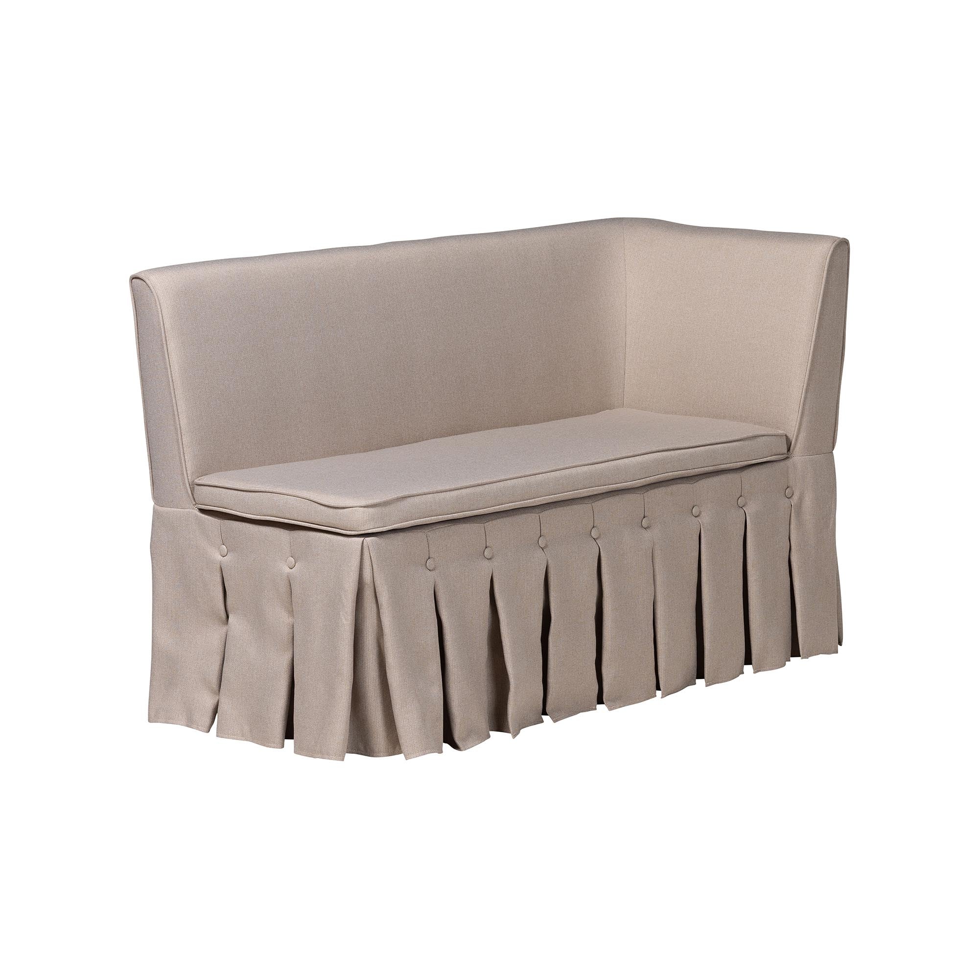 Baxton Studio Meyer 2-Piece Fabric Upholstered Dining Nook Bench Set - Corner Kitchen Banquette Seating with Skirted Base, L-Shaped Breakfast Nook for Small Spaces, Beige