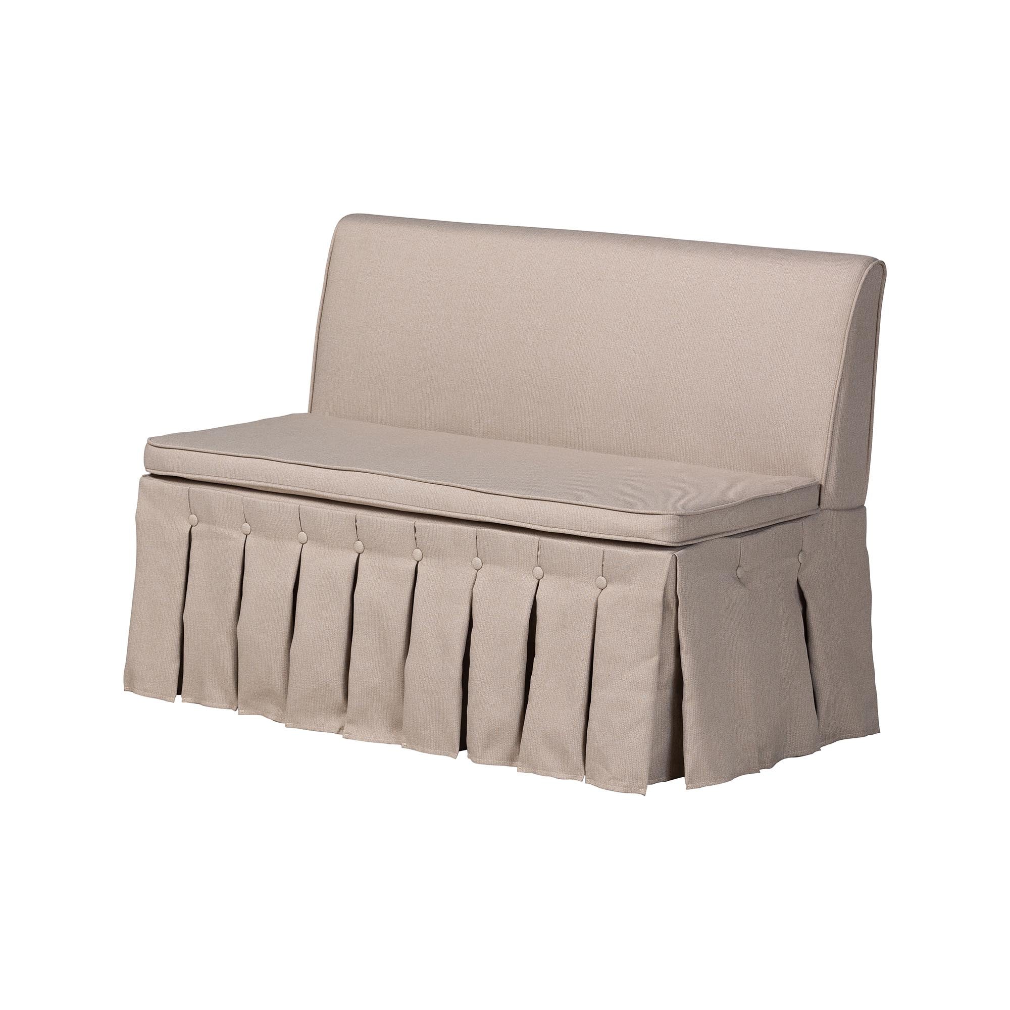 Baxton Studio Meyer 2-Piece Fabric Upholstered Dining Nook Bench Set - Corner Kitchen Banquette Seating with Skirted Base, L-Shaped Breakfast Nook for Small Spaces, Beige