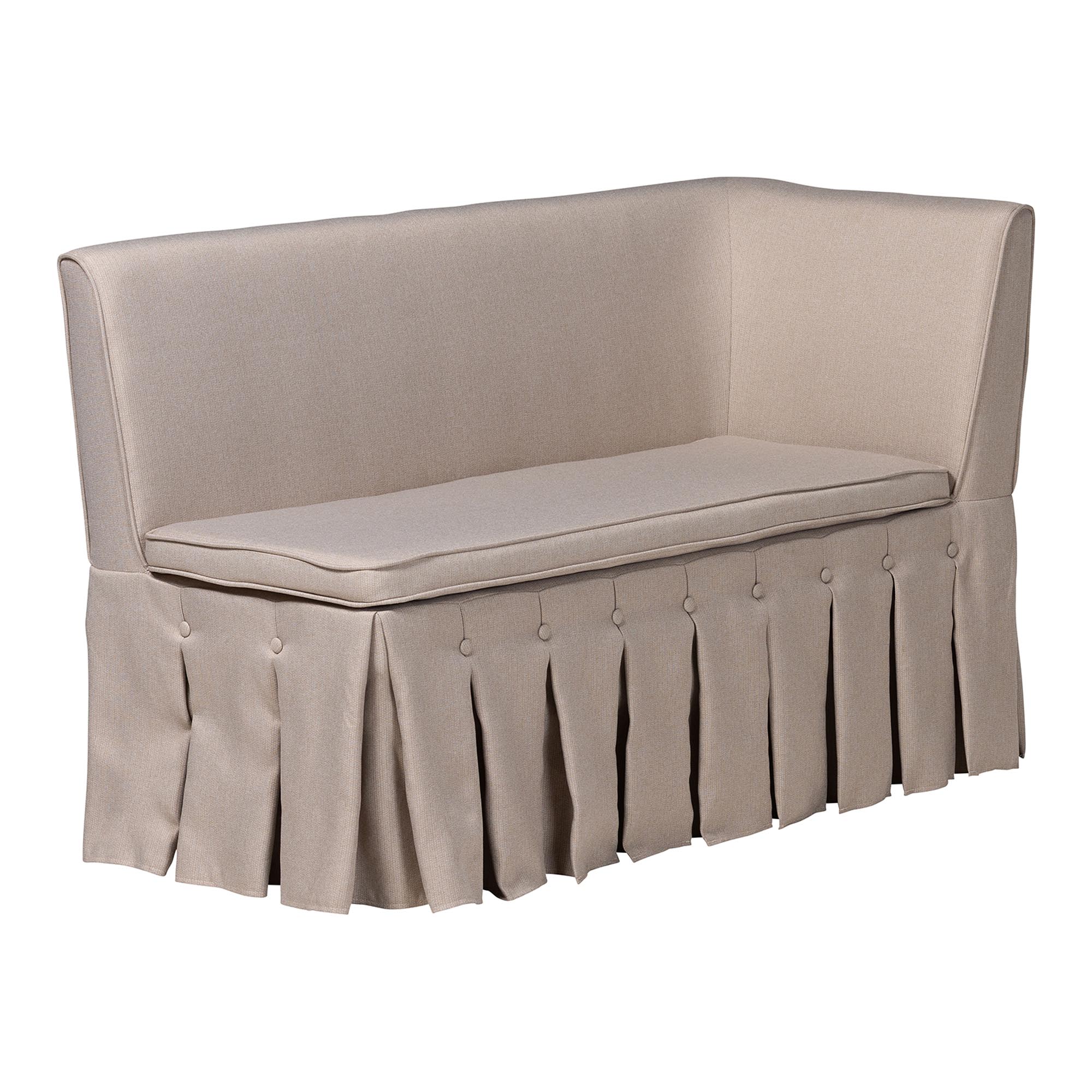 Baxton Studio Reuben 3-Piece Fabric Upholstered Dining Nook Set - Corner Kitchen Dining Banquette Set with Skirted Base, L-Shaped Seating for Small Spaces, Beige