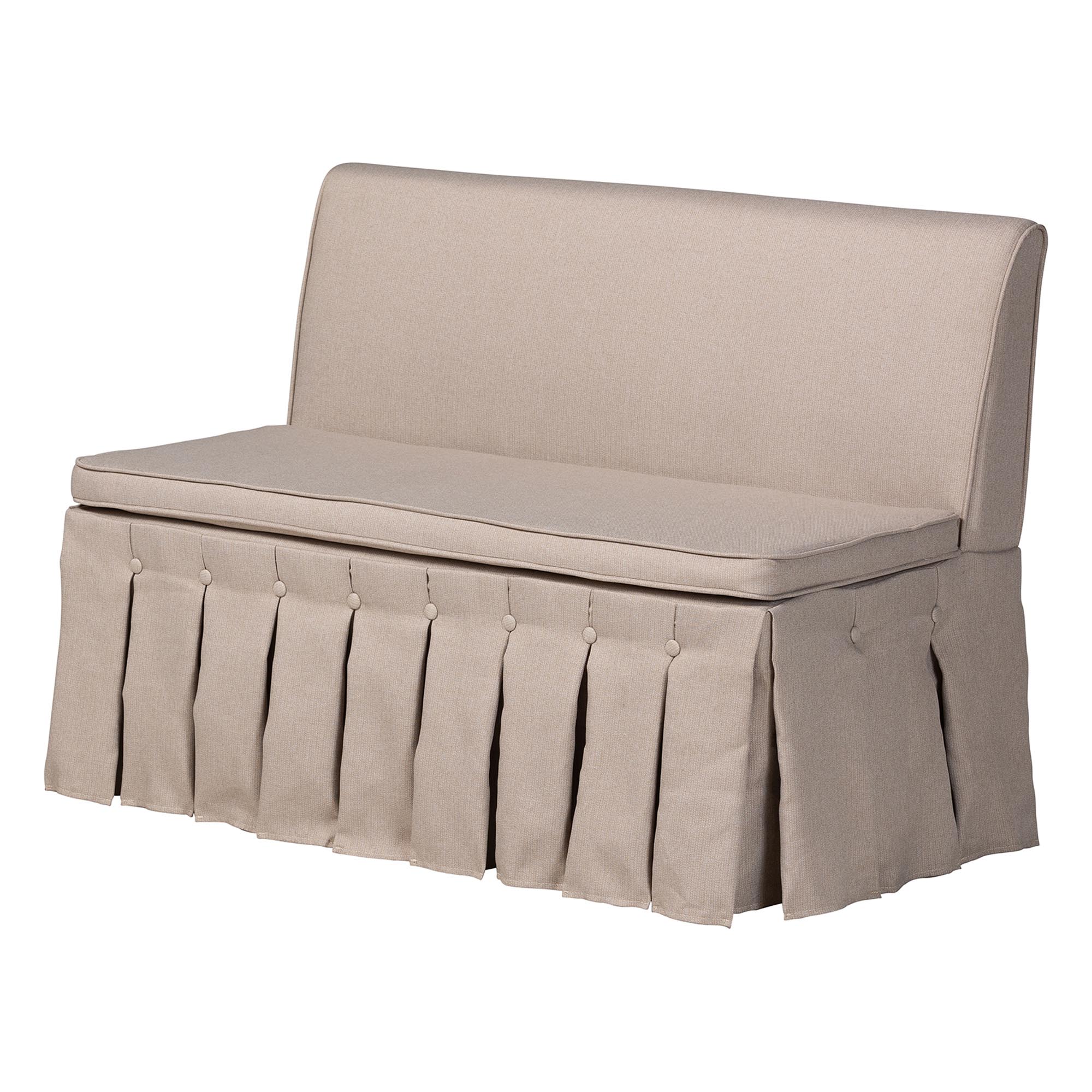 Baxton Studio Reuben 3-Piece Fabric Upholstered Dining Nook Set - Corner Kitchen Dining Banquette Set with Skirted Base, L-Shaped Seating for Small Spaces, Beige
